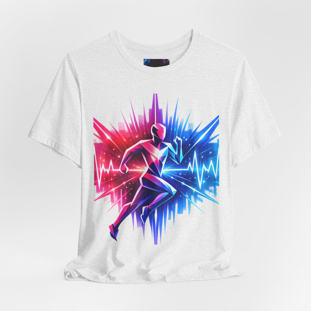 Power Runs Black PRB Running Pulse Graphic Tee — Neon Runner Heartbeat Sports T‑Shirt by Power Runs Black