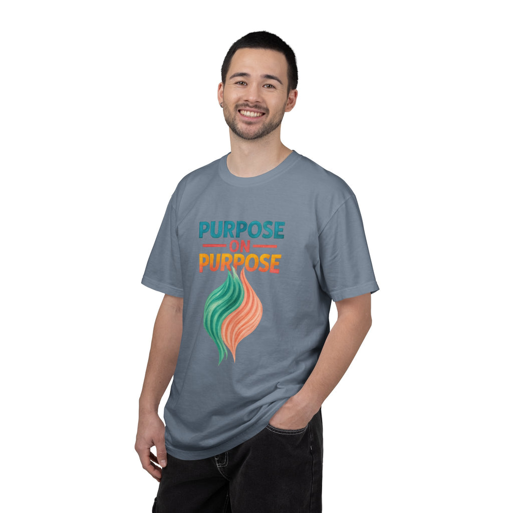 PRB Purpose On Purpose T-Shirt — Inspirational Graphic Tee with Abstract Wave Design by Power Runs Black