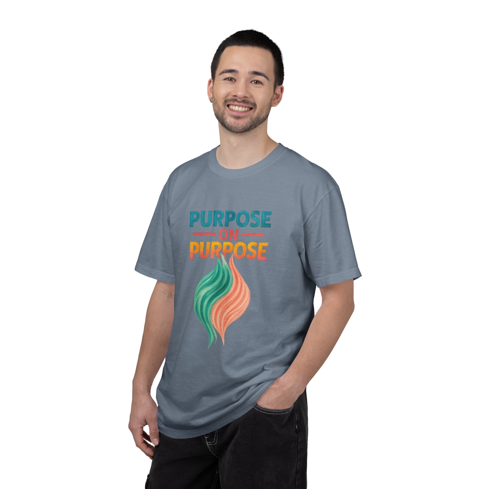 PRB Purpose On Purpose T-Shirt — Inspirational Graphic Tee with Abstract Wave Design by Power Runs Black