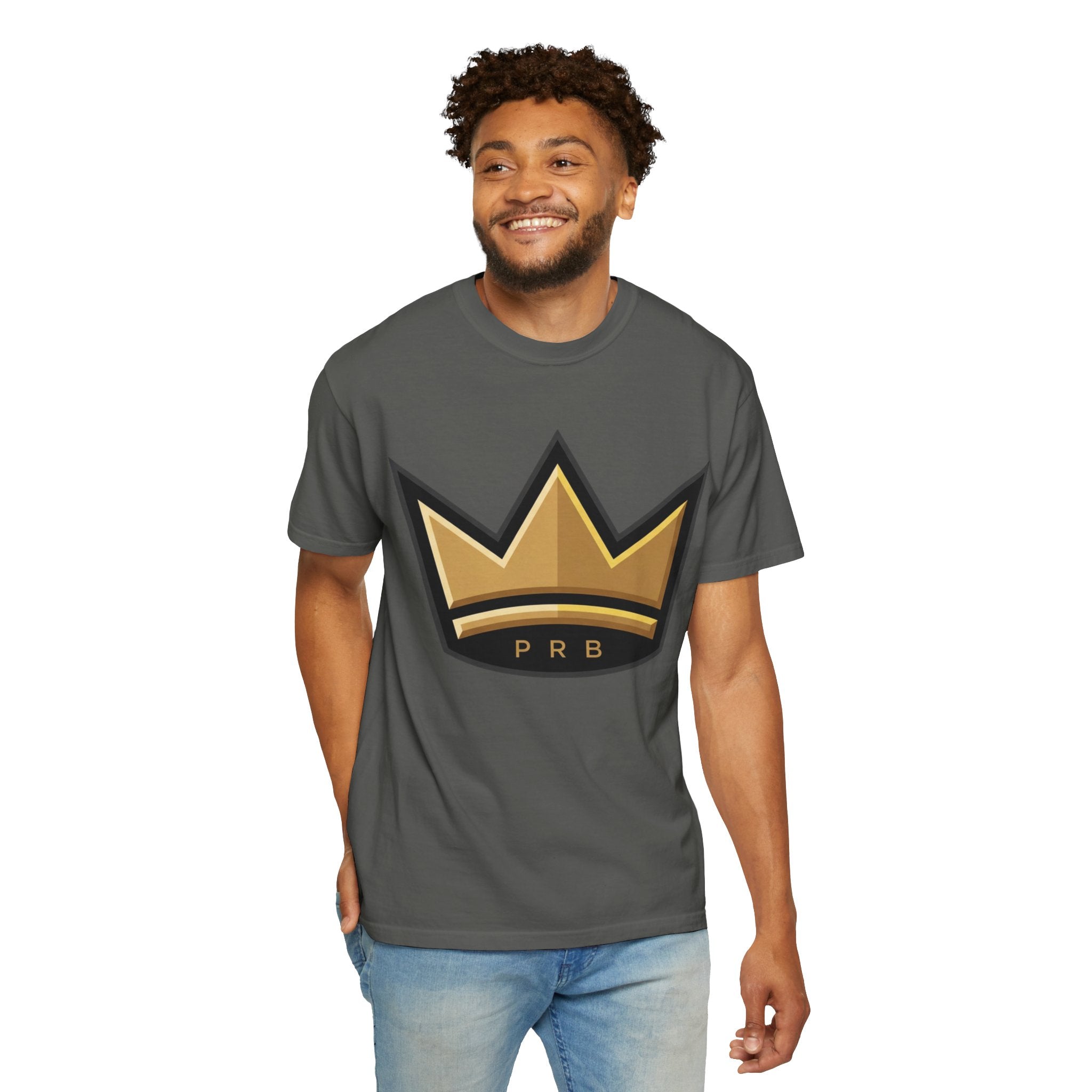PRB Crown & Cosmos Graphic T-Shirt | Gold Royal Crest & Celestial Back by Printify