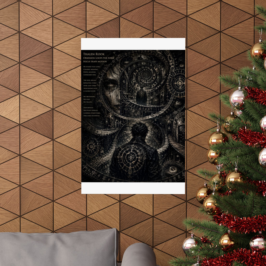 Power Runs Black Dark Surreal Poster — Spiral Dreamscape Matte Vertical Art Print by Power Runs Black