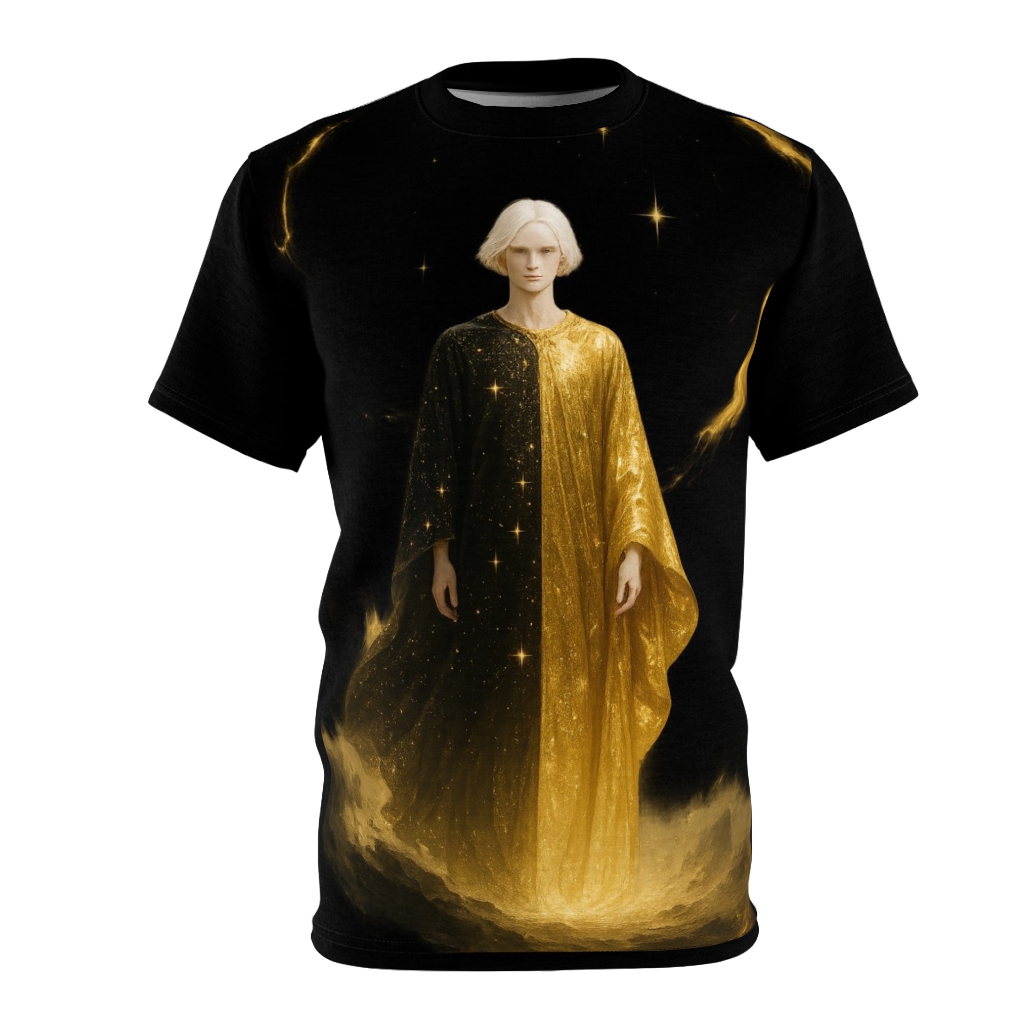 PRB Golden Night Astral Figure Tee | All-Over Print by Power Runs Black