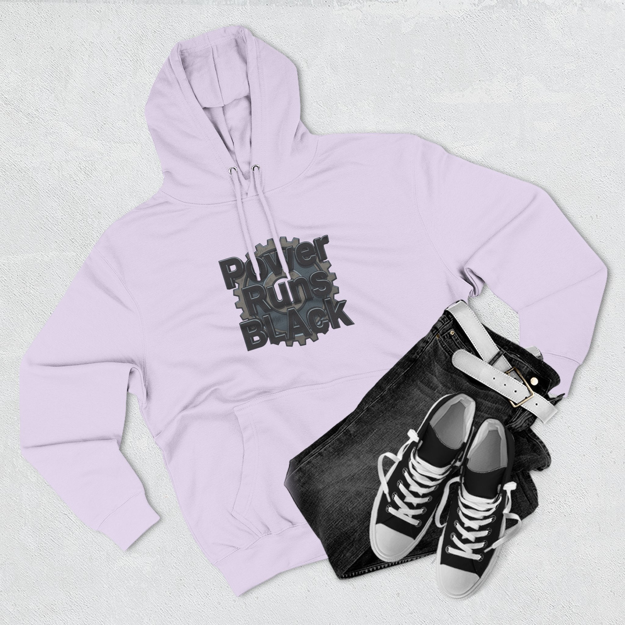 PRB Built of Power Graphic Hoodie — ‘Power Runs Black’ Industrial Mech Design by Power Runs Black
