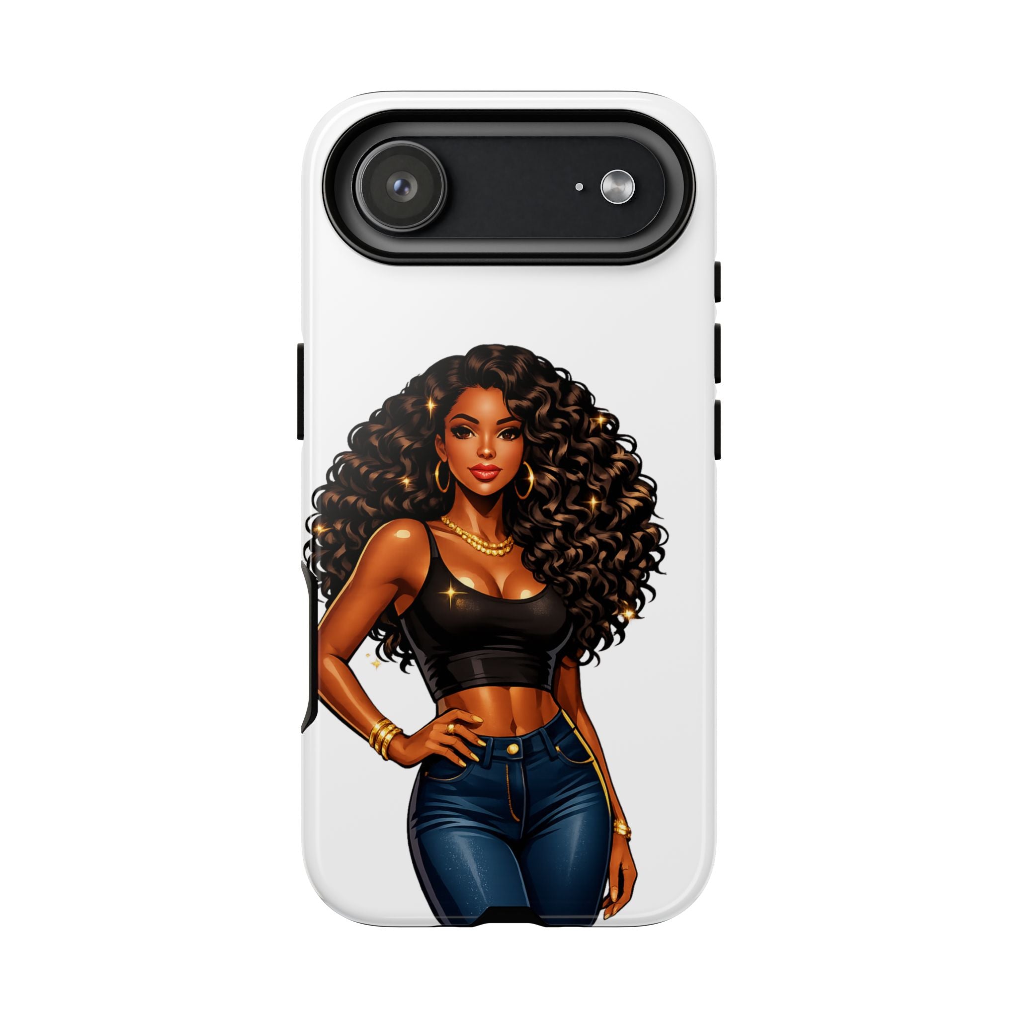 Pretty Rich Bitch by PRB Curly Hair Phone Case by Power Runs Black