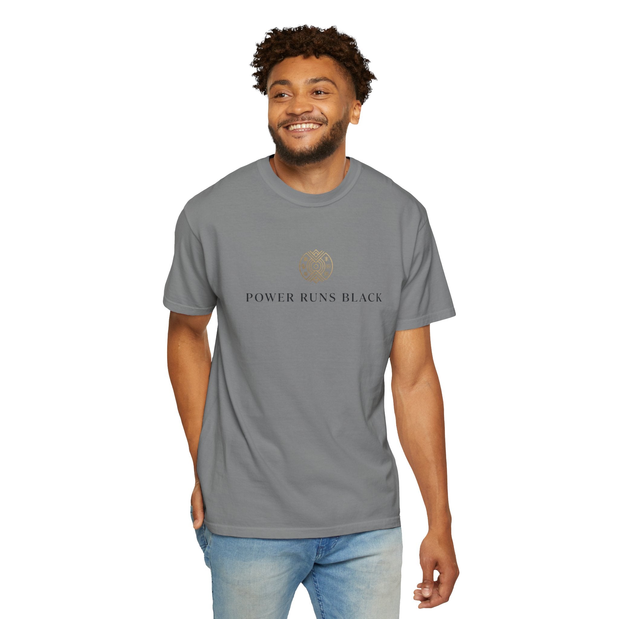 Power Runs Black PRB Graphic T-Shirt — Minimal Emblem Tee by Power Runs Black