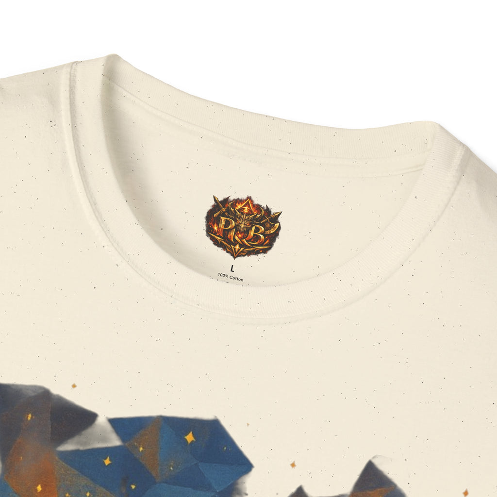 PRB Flame Silhouette Warrior T-Shirt | Fiery Geometric Backdrop by Power Runs Black