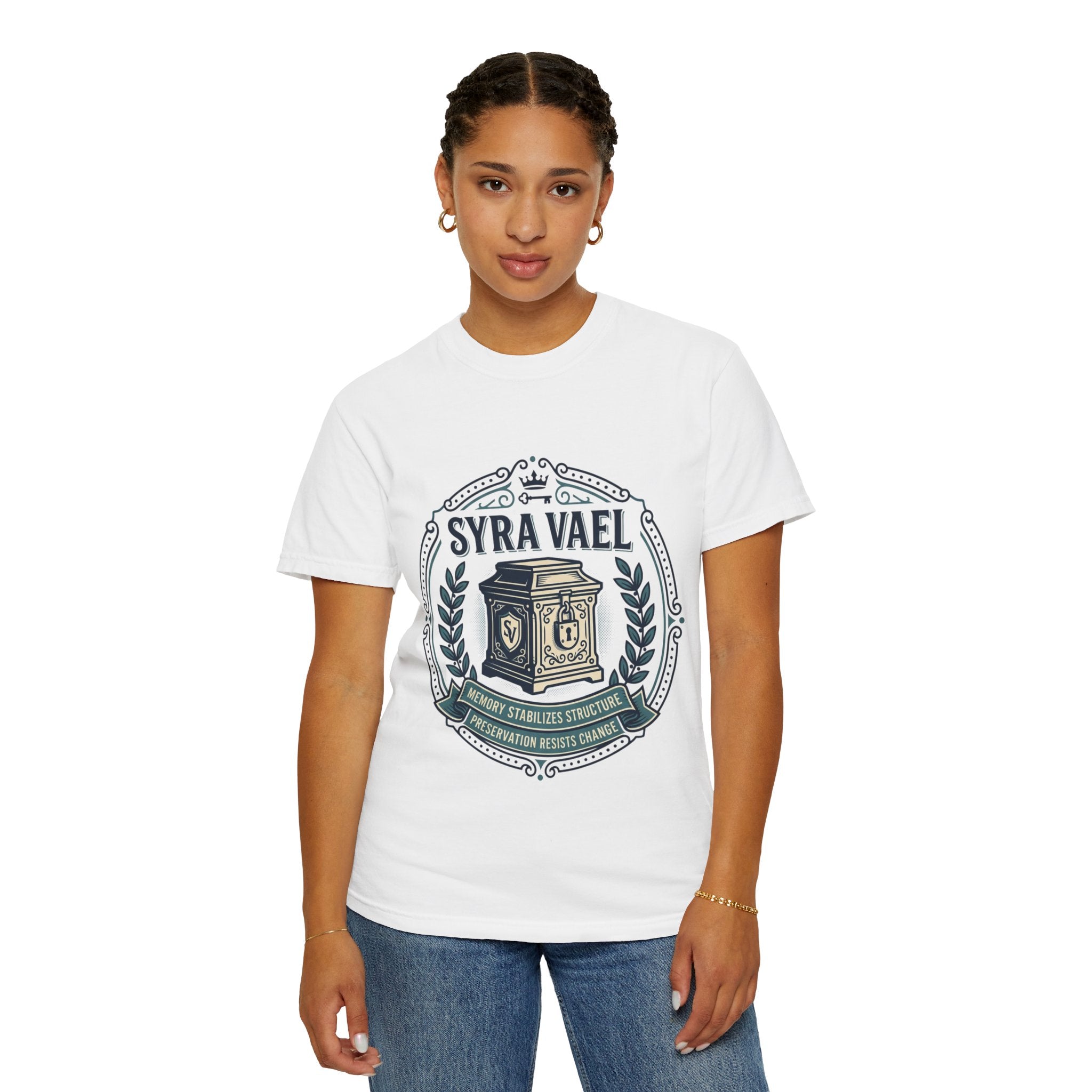 Power Runs Black PRB — Syra Vael Vintage Crest Tee by Printify