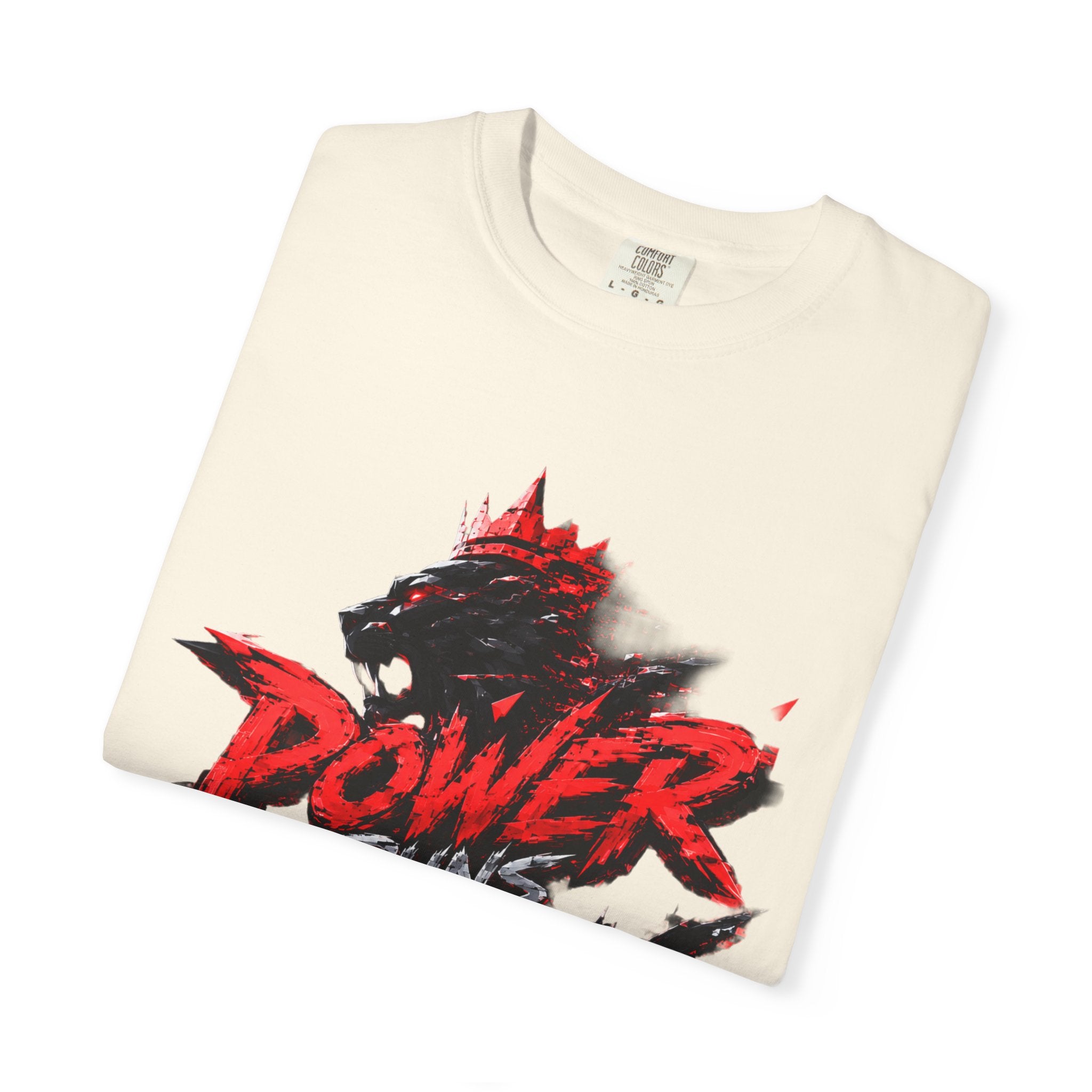Power Runs Black T-shirt | Wolf Silhouette, Red Black Graphic Tee by Power Runs Black