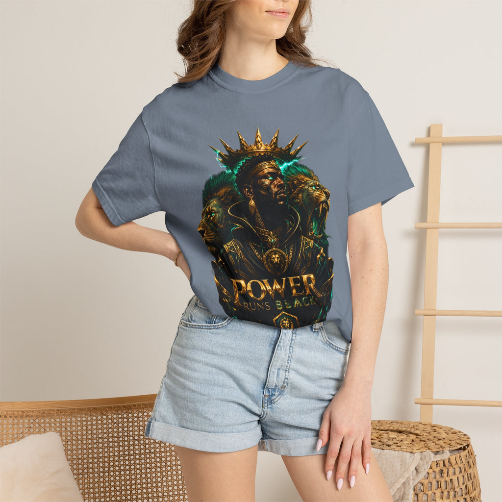 Power Runs Black PRB Green Angel Graphics Tee by Power Runs Black