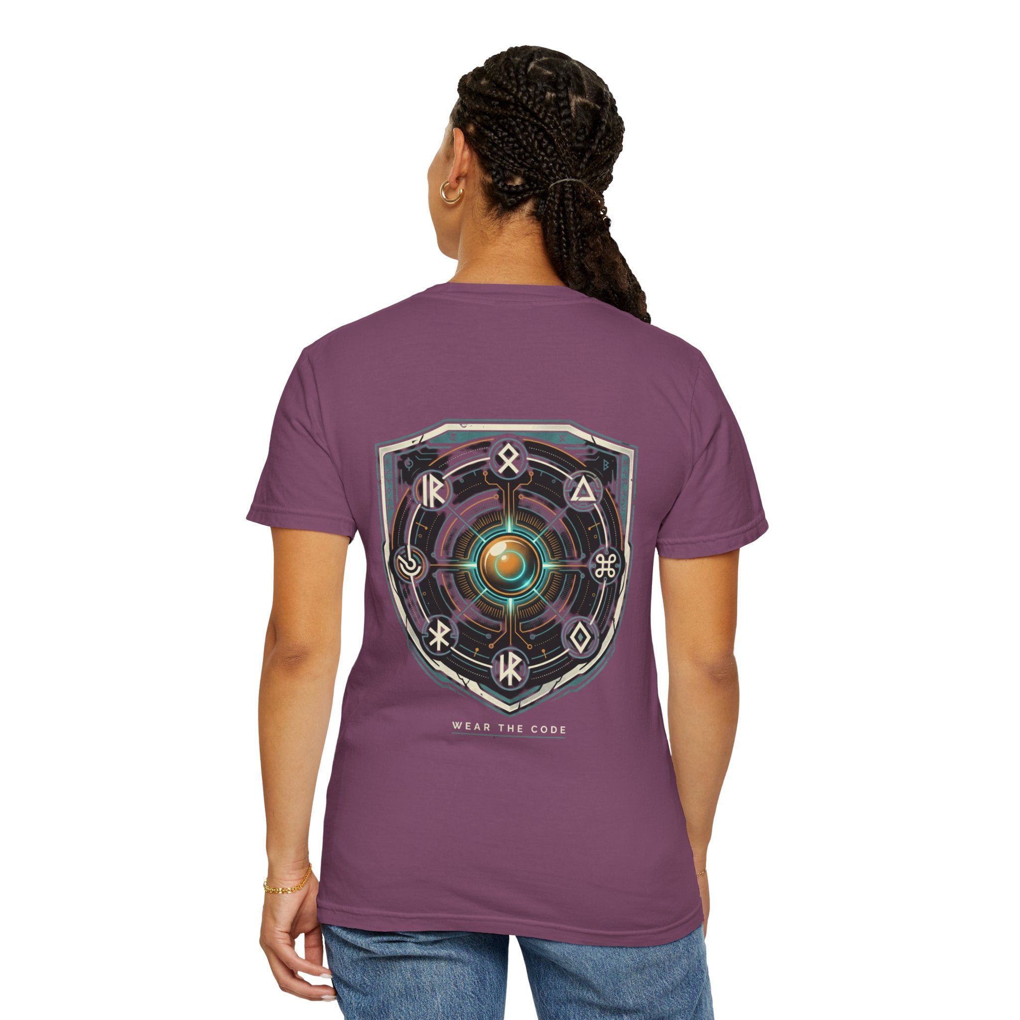 Power Runs Black PRB "Wear The Code" Mystic Shield T-Shirt — Geometric Sigil Graphic Tee by Printify