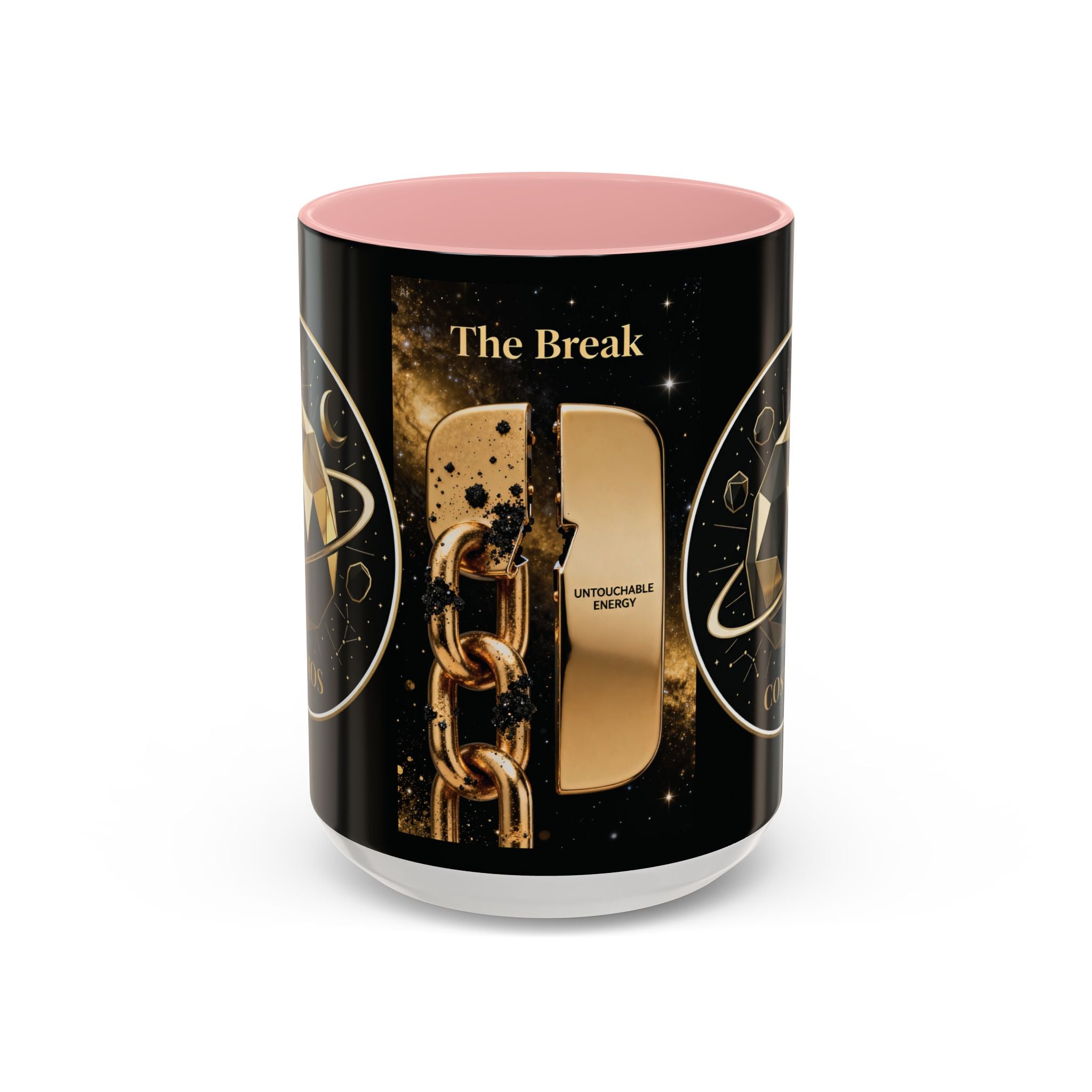 PRB Gold Cosmos Design Accent Coffee Mug | The Break, Planet Illustration by Printify