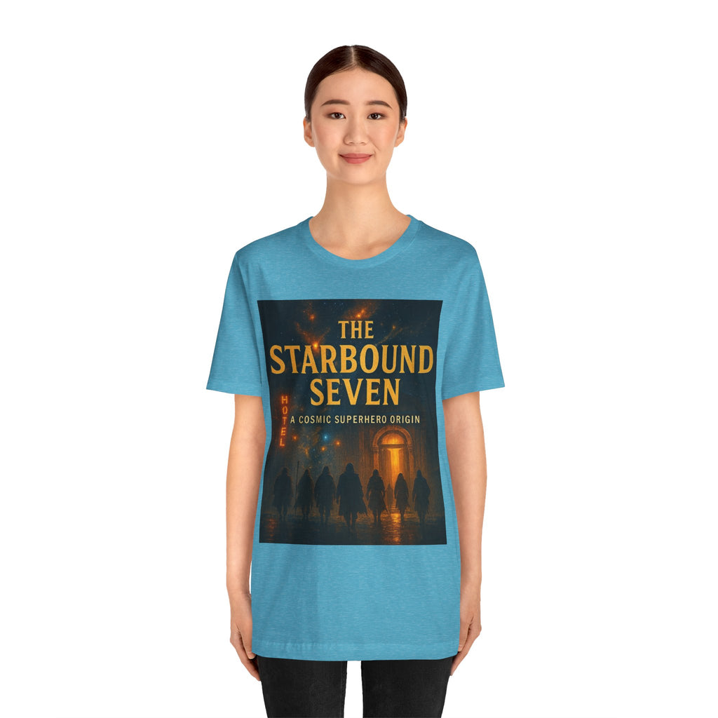 Power Runs Black PRB The Starbound Seven Tee – Retro Cosmic Superhero Poster Shirt by Power Runs Black