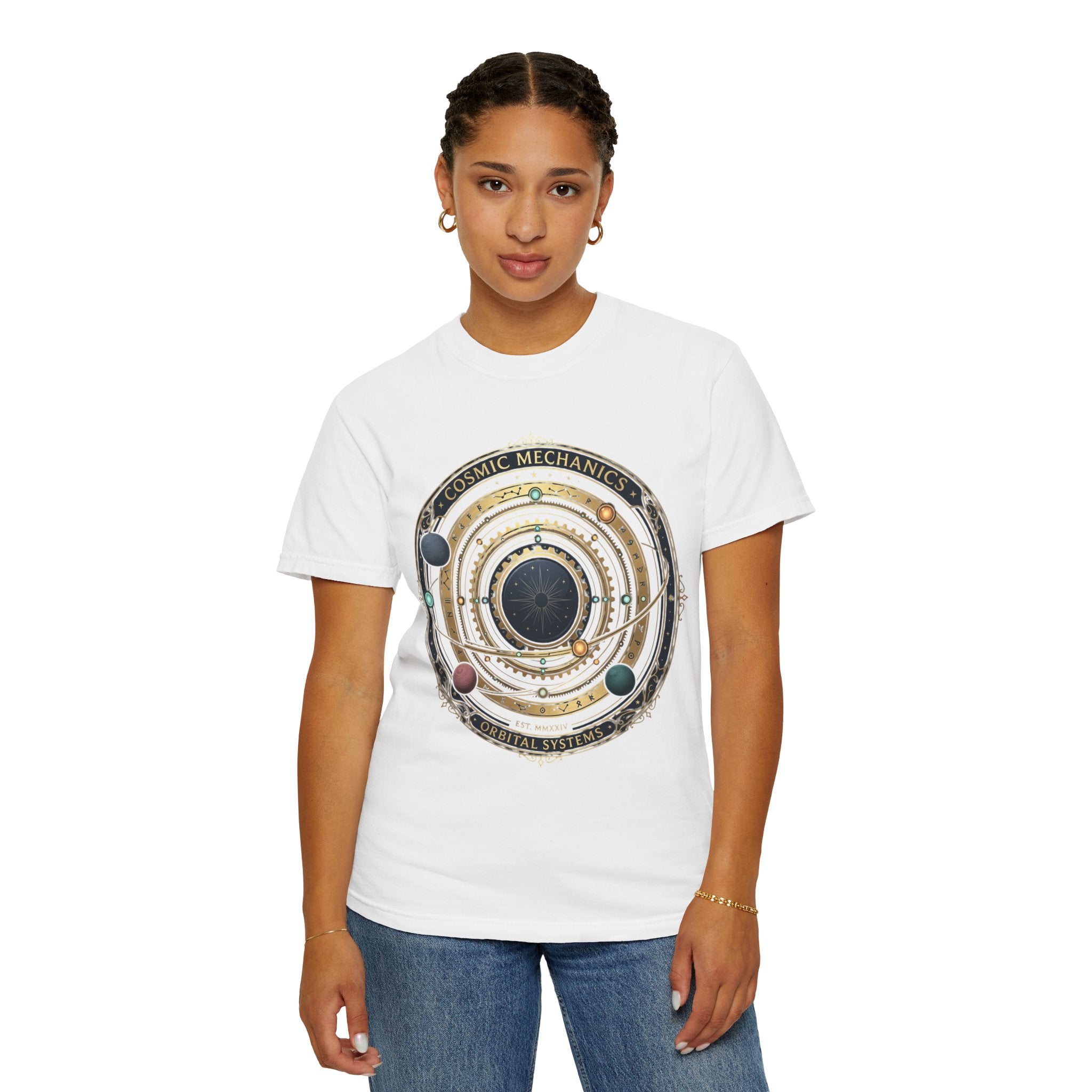 PRB Cosmic Mechanics Solar System Graphic T-Shirt | Planetary Orbit Tee by Printify