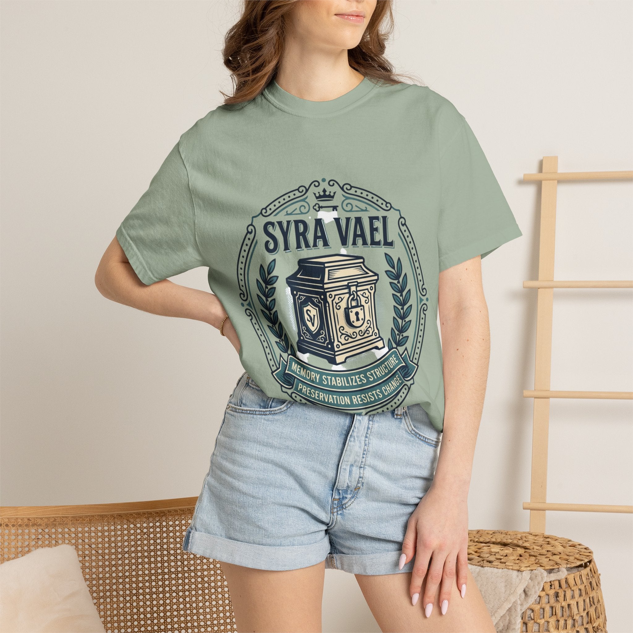 Power Runs Black PRB — Syra Vael Vintage Crest Tee by Power Runs Black