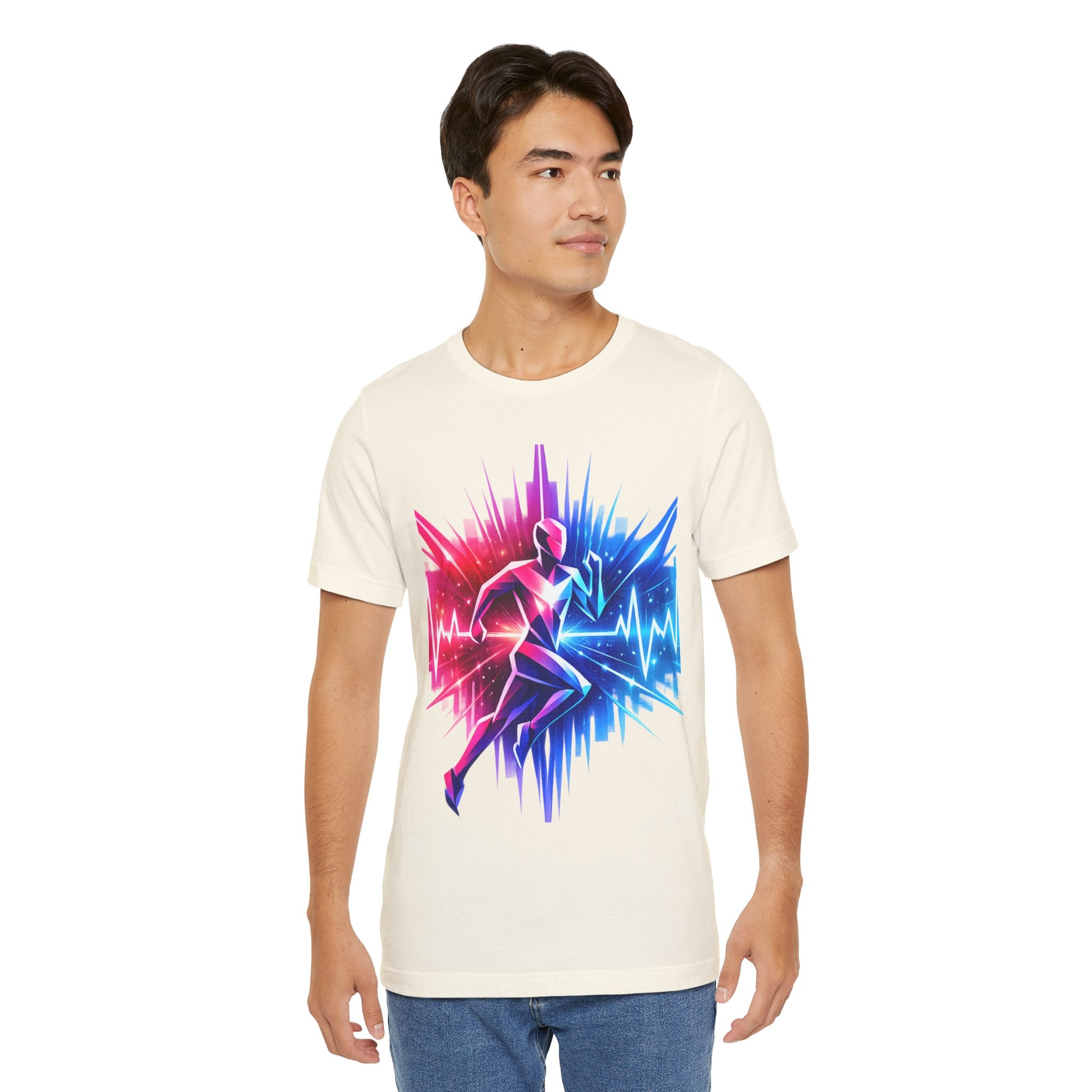 Power Runs Black PRB Running Pulse Graphic Tee — Neon Runner Heartbeat Sports T‑Shirt by Power Runs Black