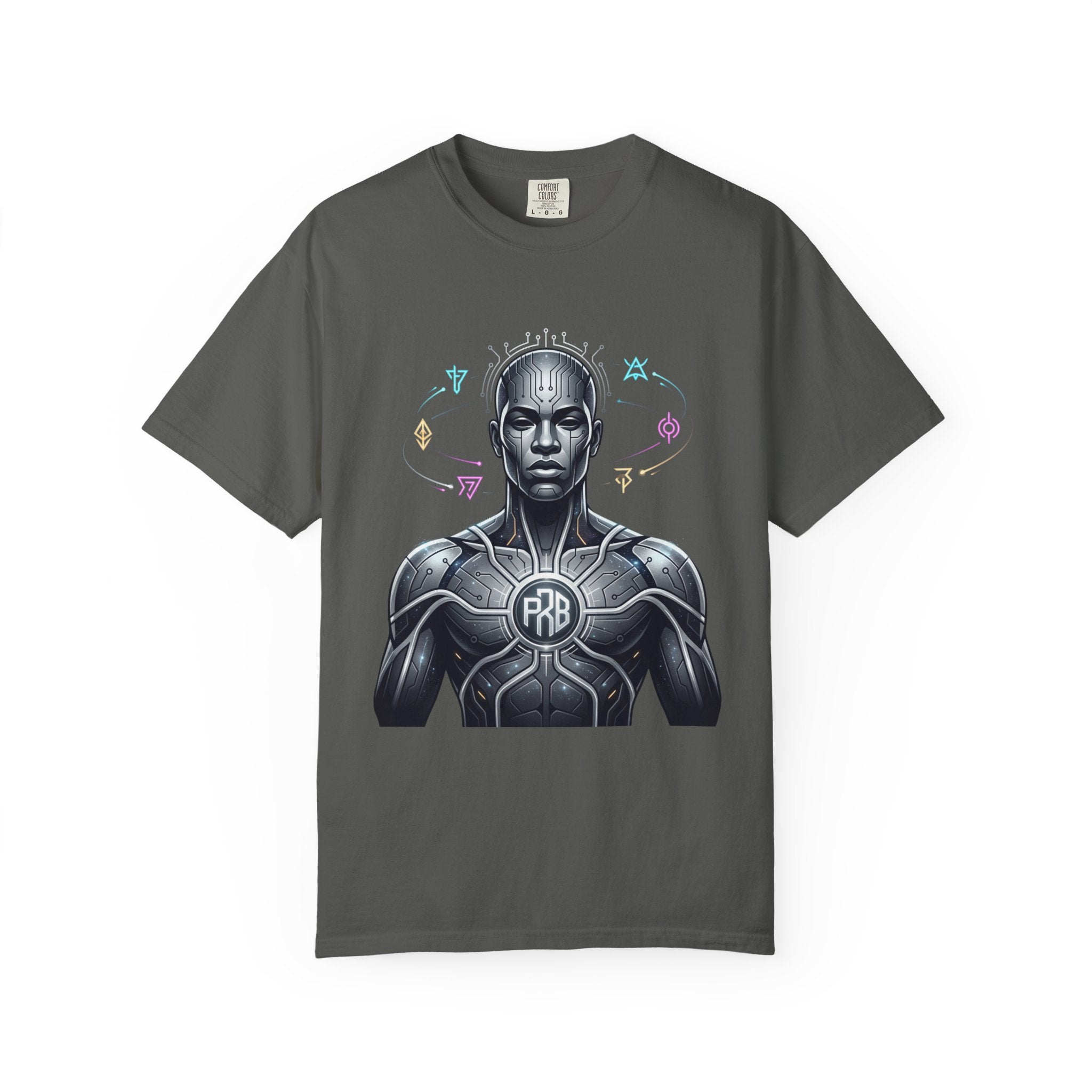 Printify PRB Algorithm God: Cosmic Processor 4K — Cybernetic Warrior T-Shirt | - T-Shirt