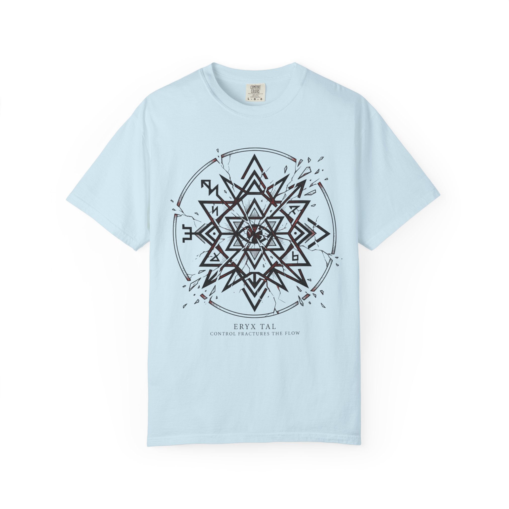 Power Runs Black PRB Eryx Tal Geometric Mandala T-Shirt — Symmetric Star Graphic Tee by Power Runs Black