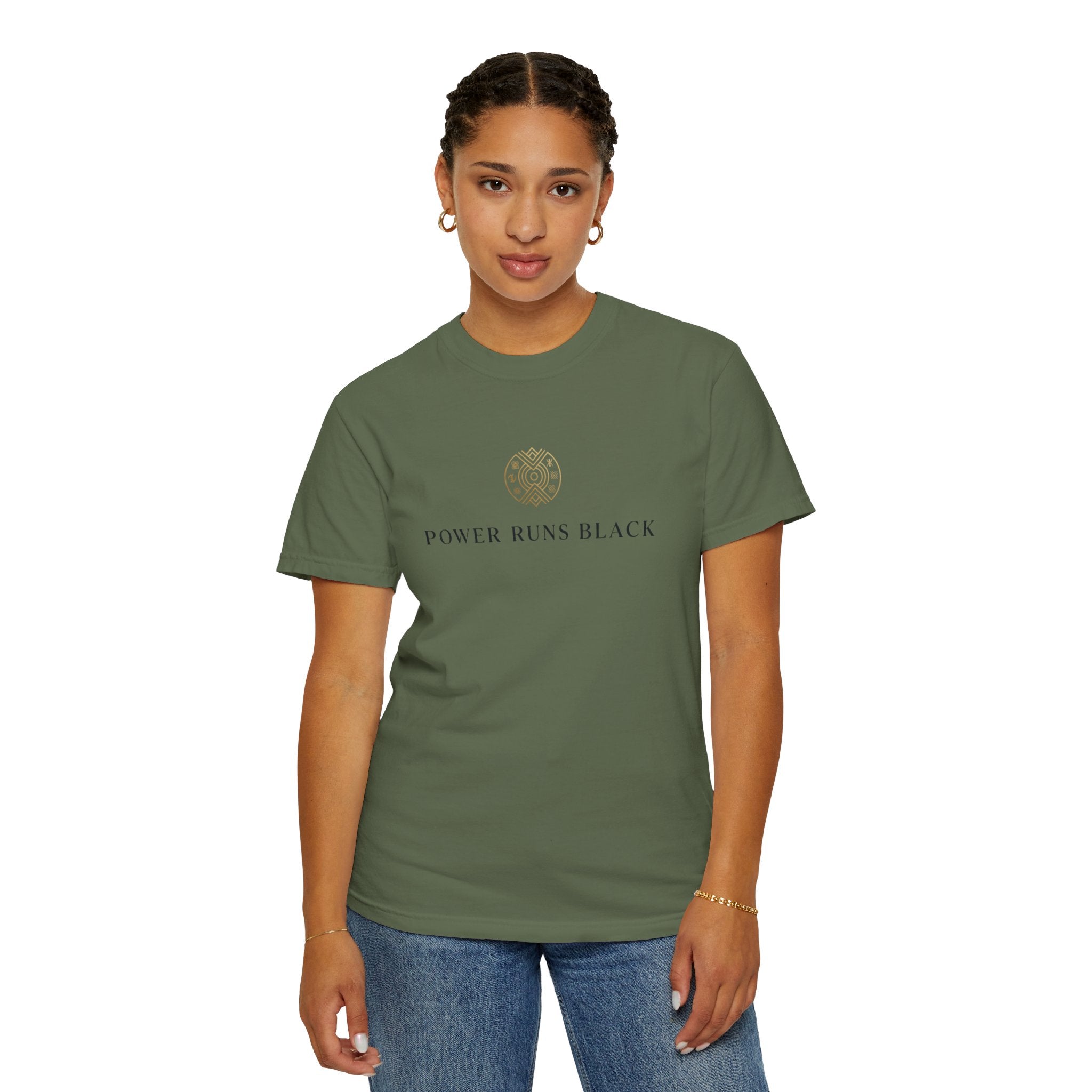 Power Runs Black PRB Graphic T-Shirt — Minimal Emblem Tee by Power Runs Black