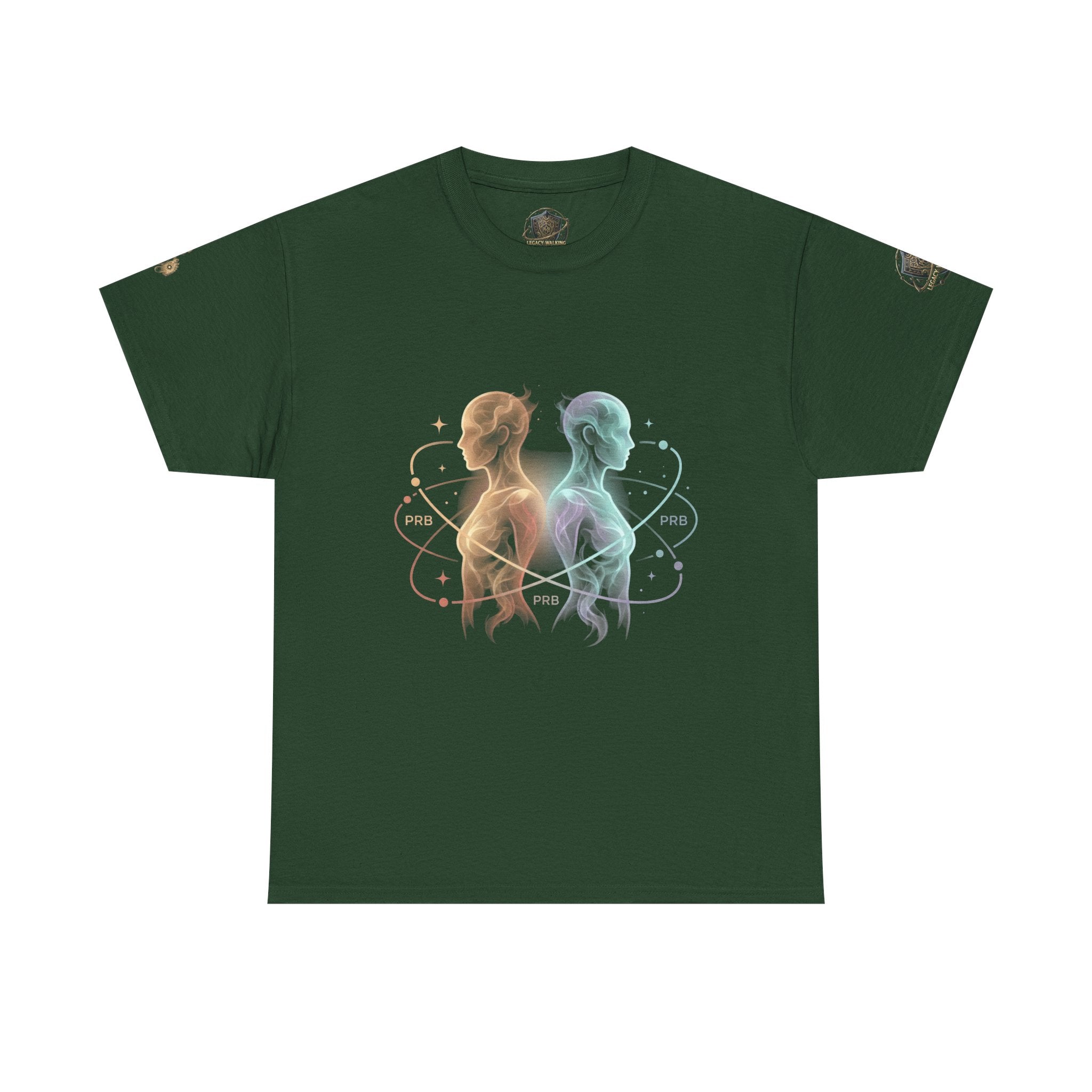 Power Runs Black Gemini Spirit Tee — Twin Sun & Moon Celestial Graphic T-Shirt by Printify