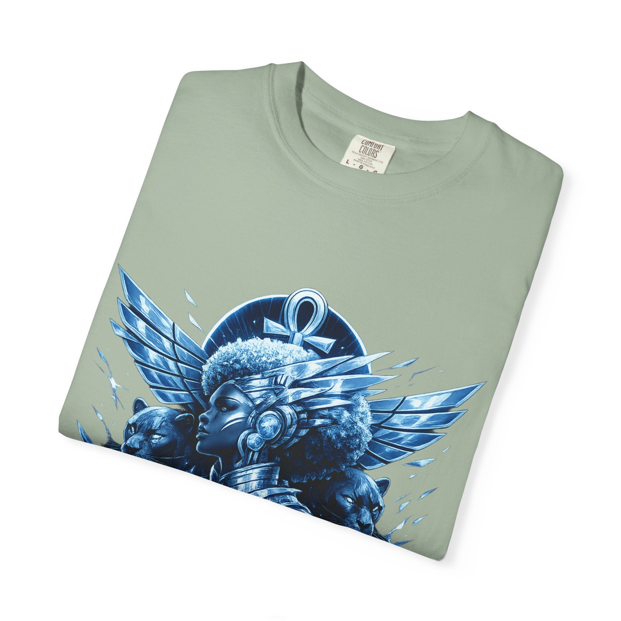 Power of Black Graphic T-Shirt — Egyptian Ankh Warrior Design by Power Runs Black