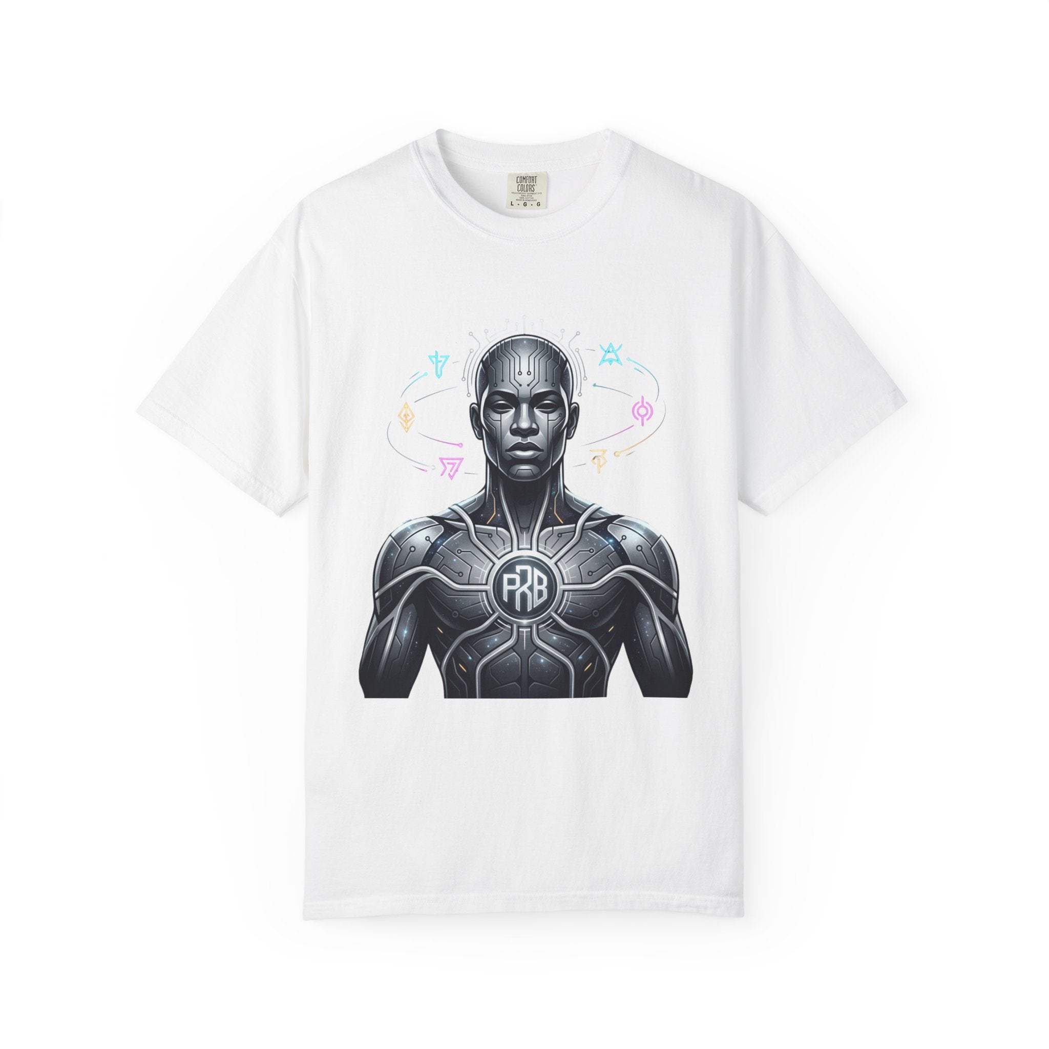 Printify PRB Algorithm God: Cosmic Processor 4K — Cybernetic Warrior T-Shirt | - T-Shirt
