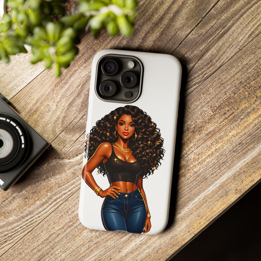 Pretty Rich Bitch by PRB Curly Hair Phone Case by Power Runs Black