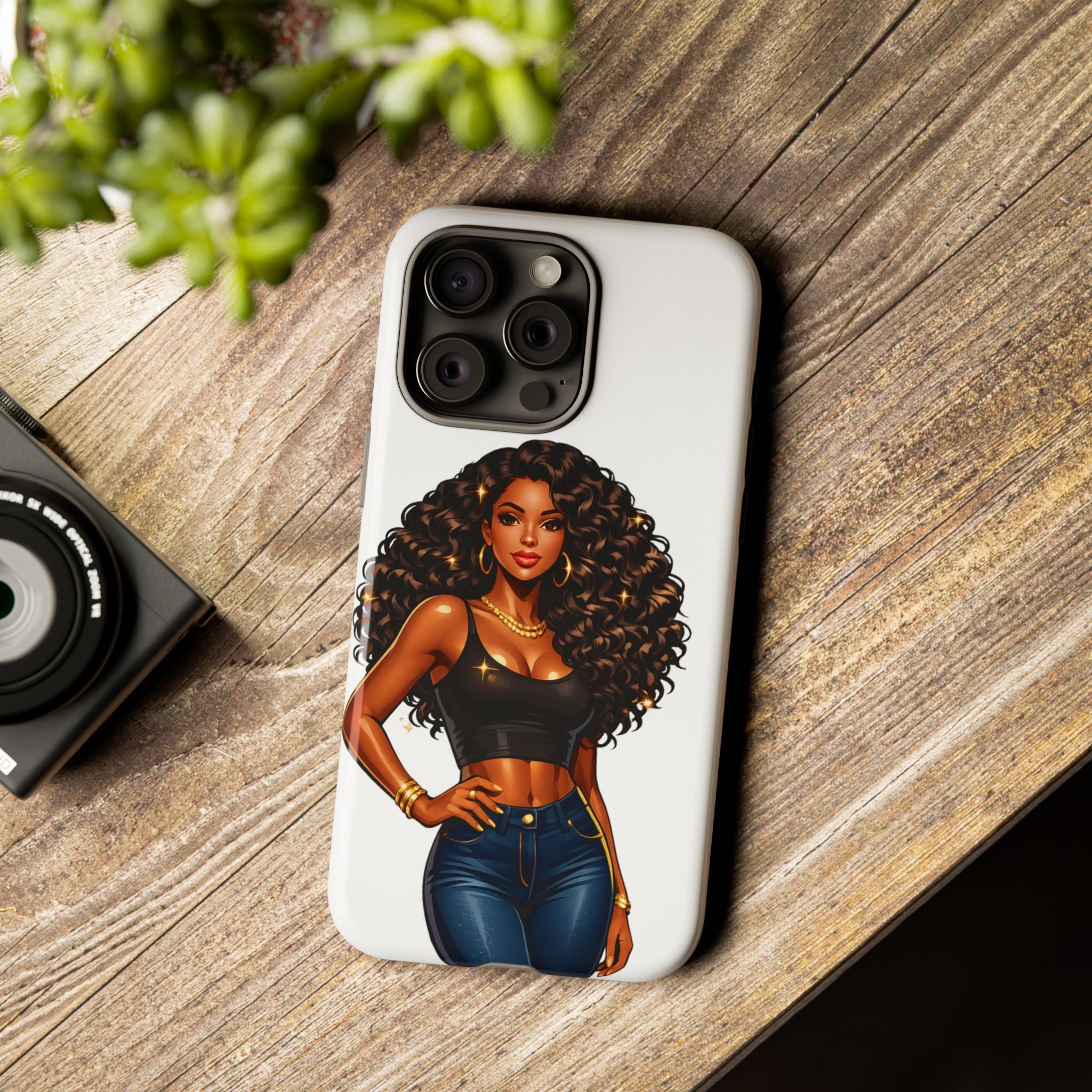 Pretty Rich Bitch by PRB Curly Hair Phone Case by Power Runs Black