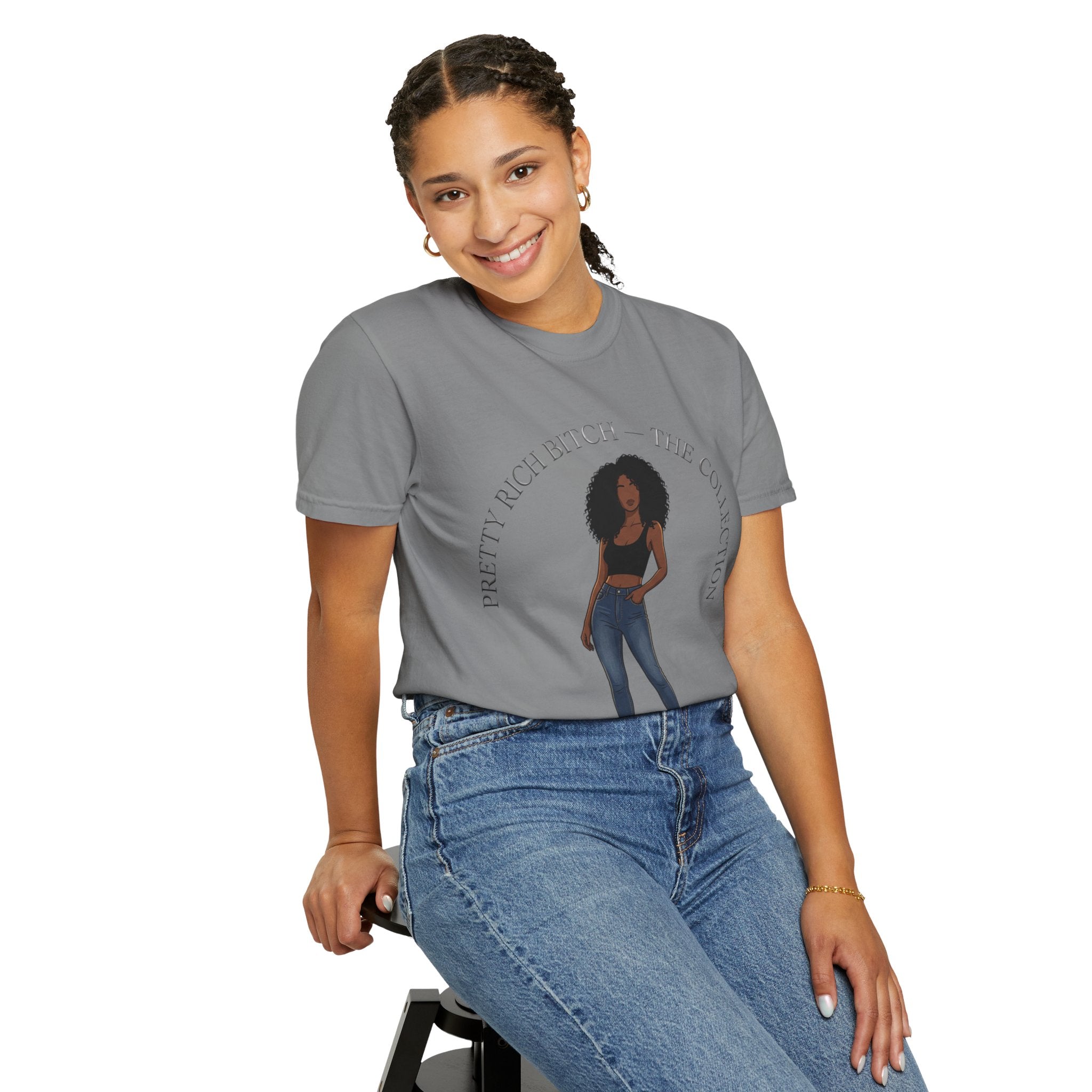 Pretty Rich Bitch The Collection by PRB Graphic Tee (Afro Curly Woman) by Power Runs Black