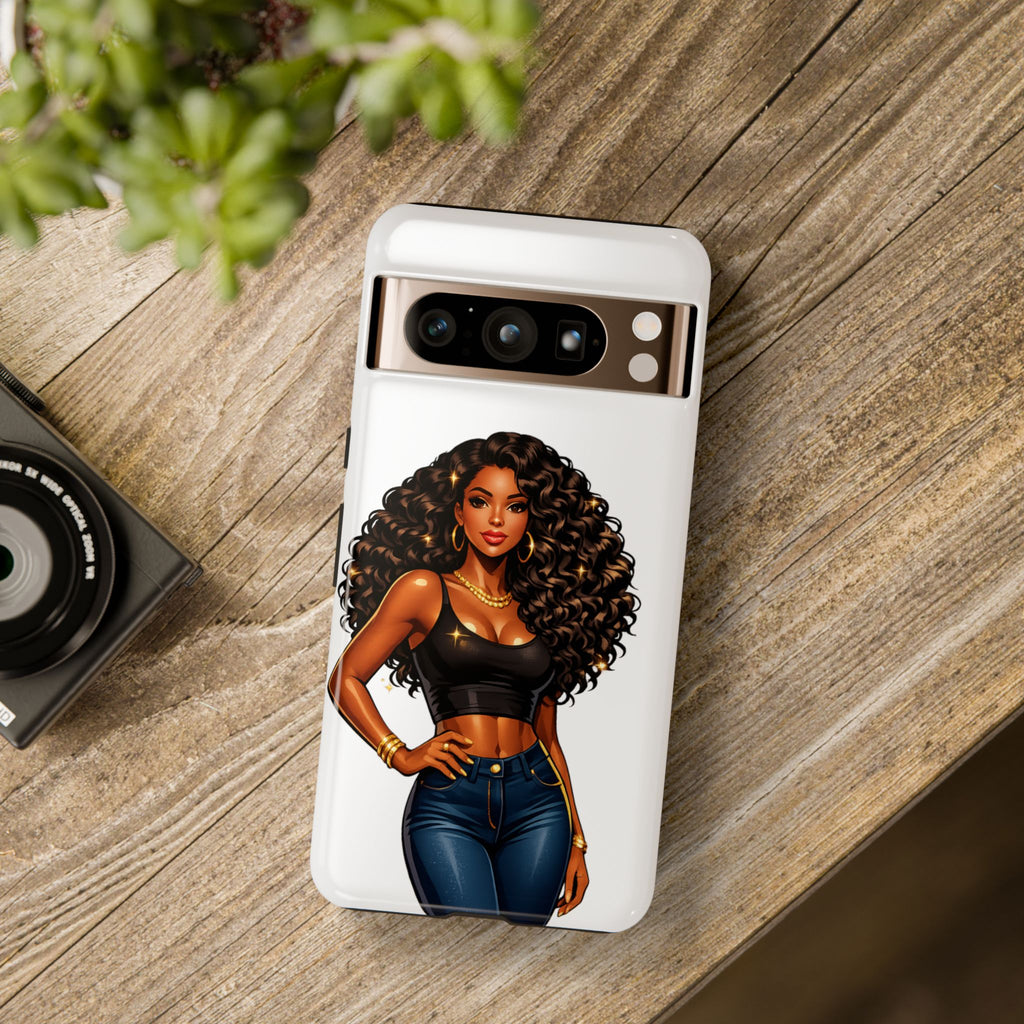 Pretty Rich Bitch by PRB Curly Hair Phone Case by Power Runs Black