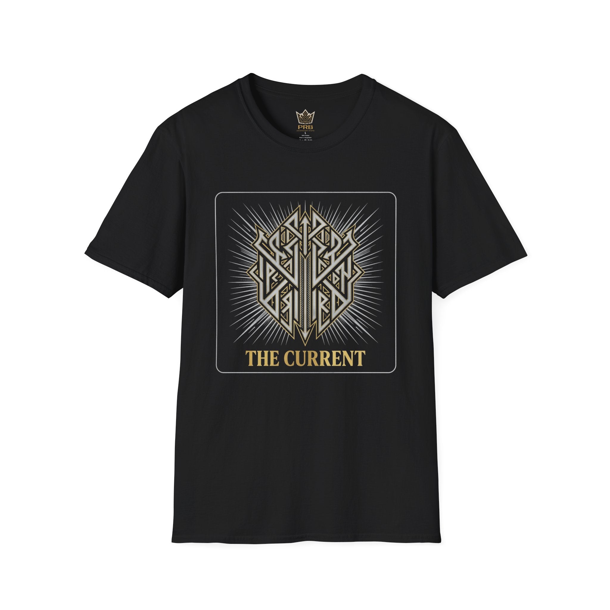 Power Runs Black PRB The Current Geometric Logo T-Shirt by Printify