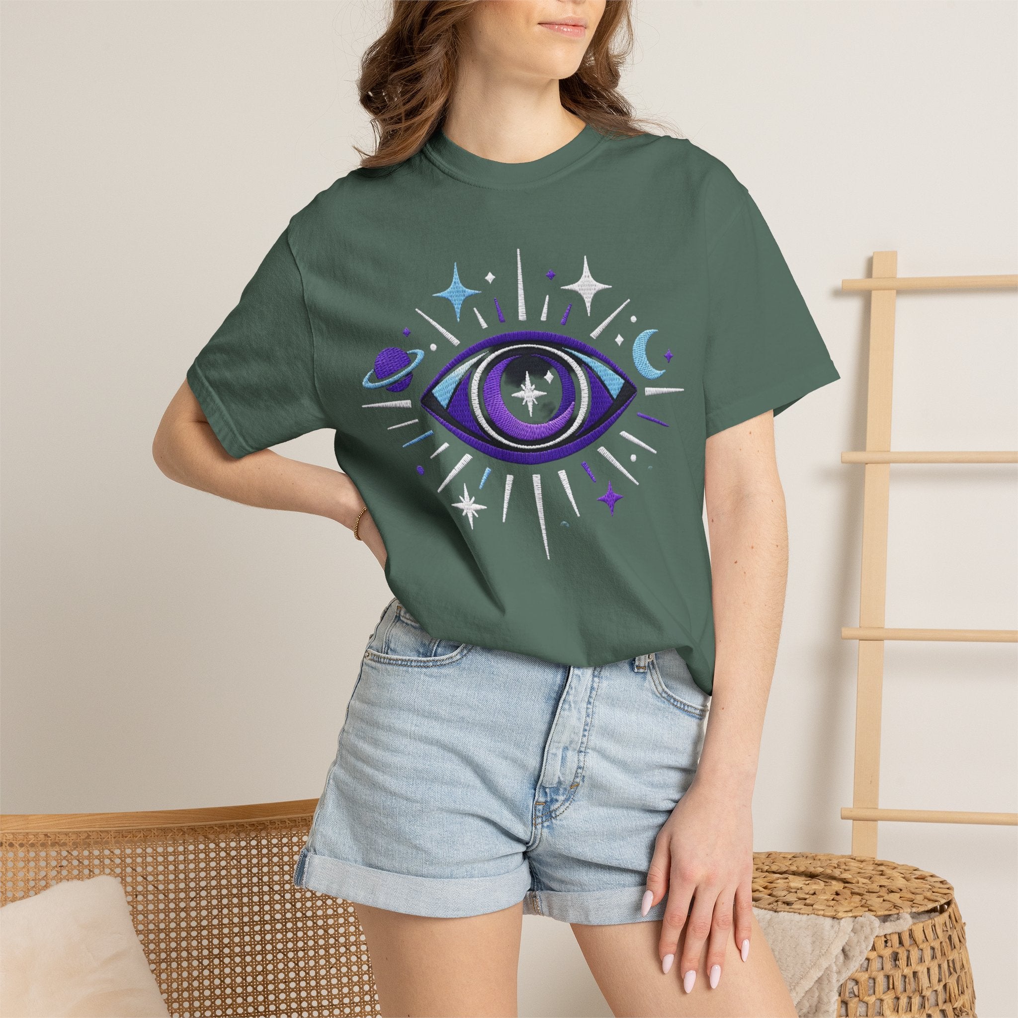PRB Mystic All-Seeing Eye T-shirt | Cosmic Moon and Stars by Power Runs Black