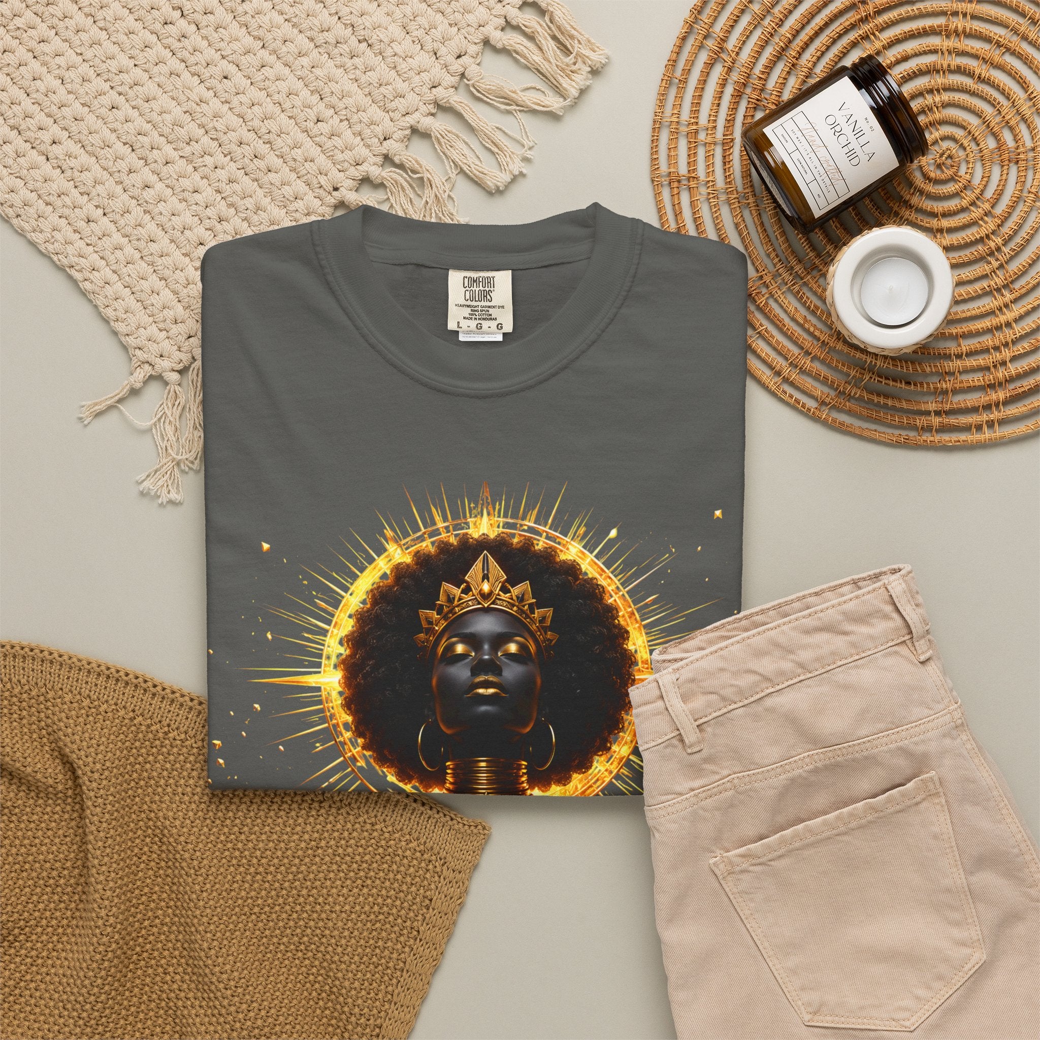 Power Runs Black goddess illustration T-Shirt | Afrocentric black pride design by Power Runs Black