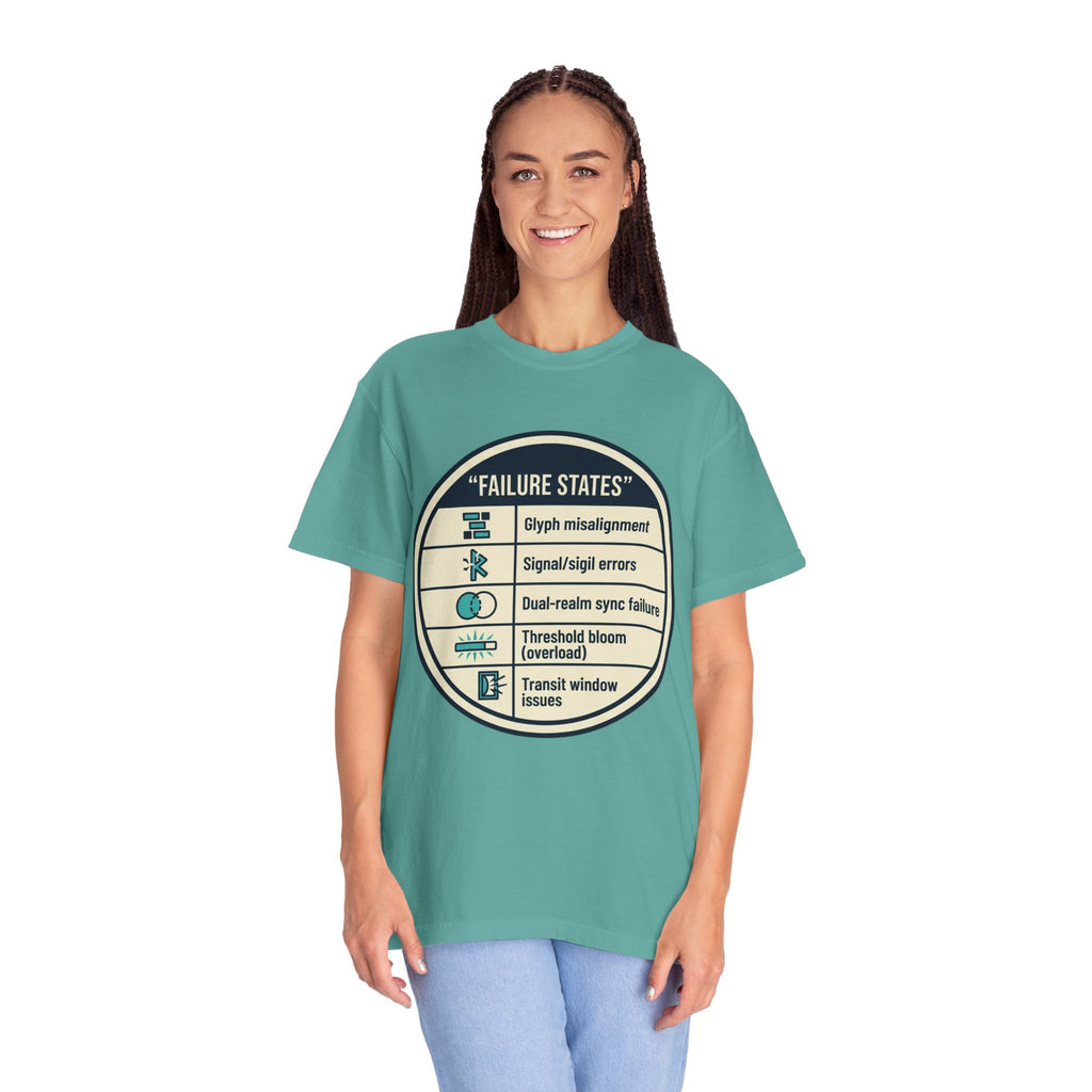 Power Runs Black PRB Failure States T-Shirt — Sci‑Fi Status Badge Graphic Tee by Power Runs Black