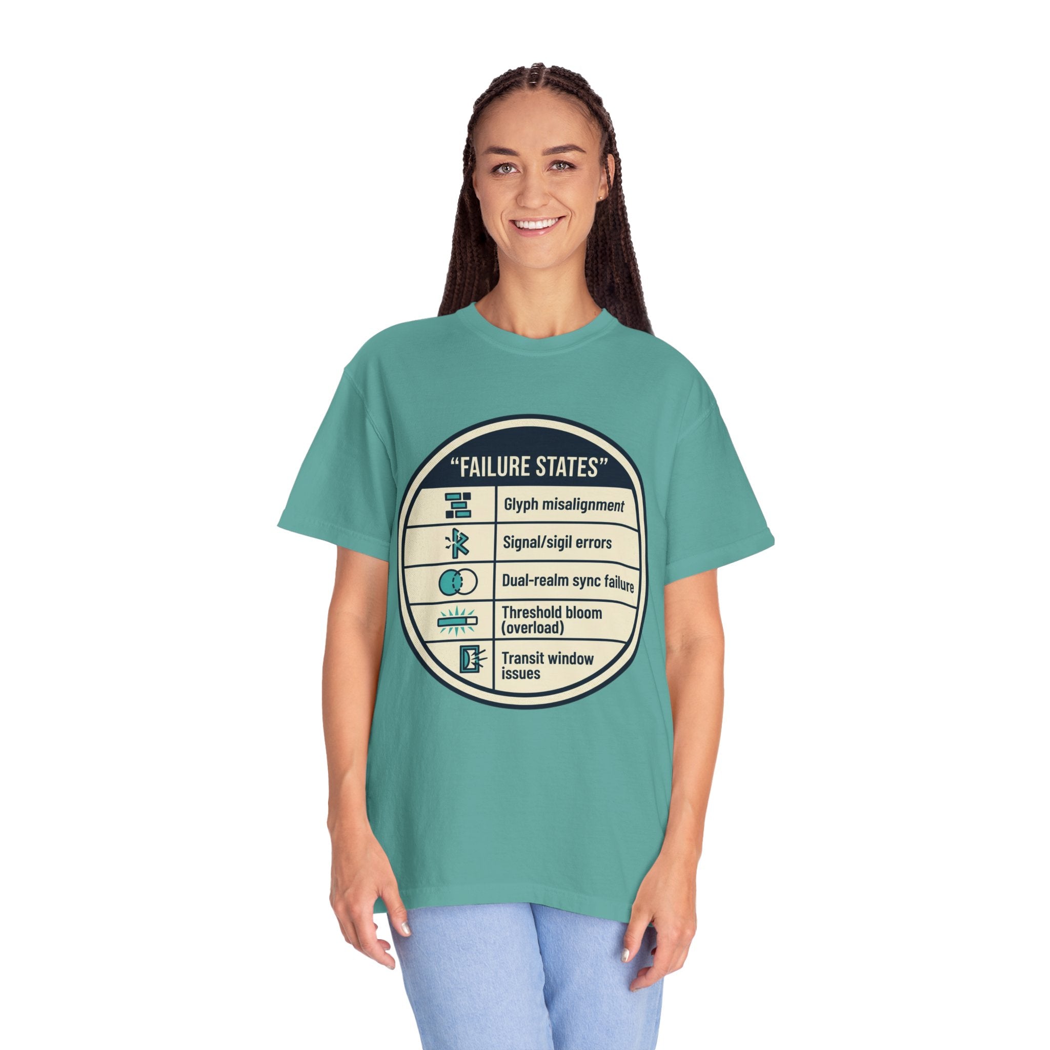 Power Runs Black PRB Failure States T-Shirt — Sci‑Fi Status Badge Graphic Tee by Power Runs Black