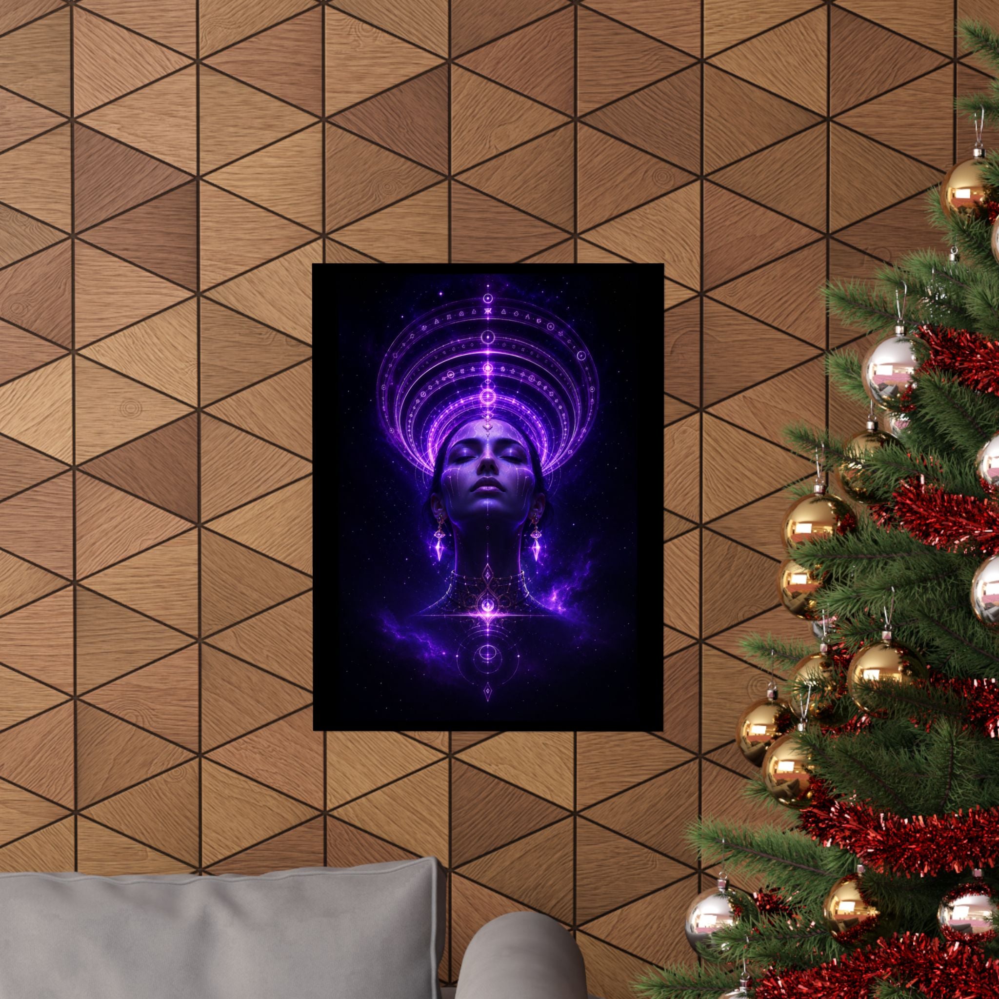 Power Runs Black Cosmic Goddess Poster — Purple Spiritual Wall Art Matte Vertical Print by Power Runs Black