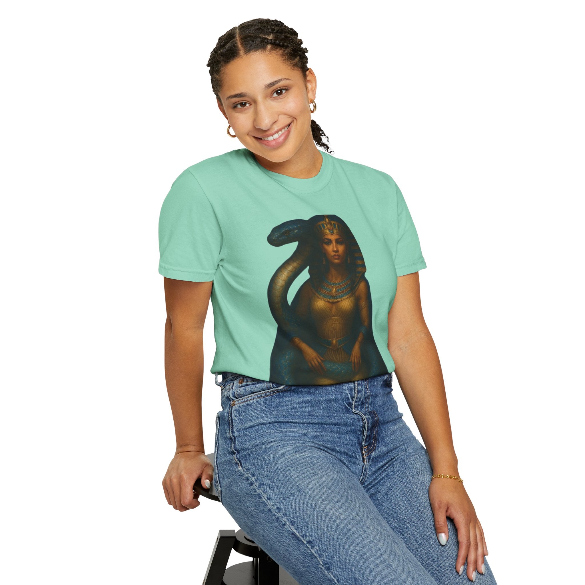 PRB Egyptian Goddess with Snake T-Shirt | Pharaoh Serpent Art Tee by Power Runs Black