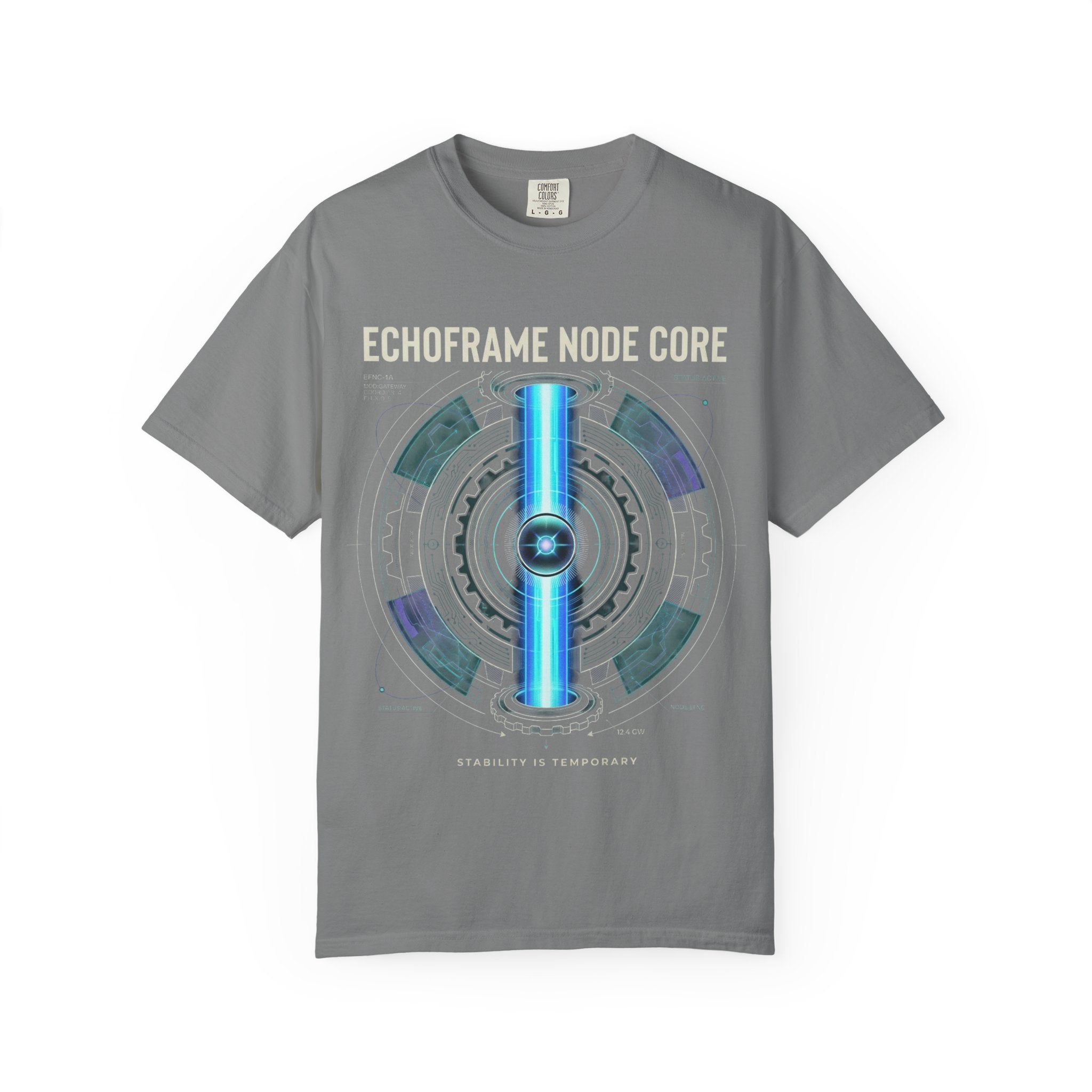 Power Runs Black PRB Echoframe Node Core T-Shirt — Futuristic Tech Graphic Tee by Power Runs Black
