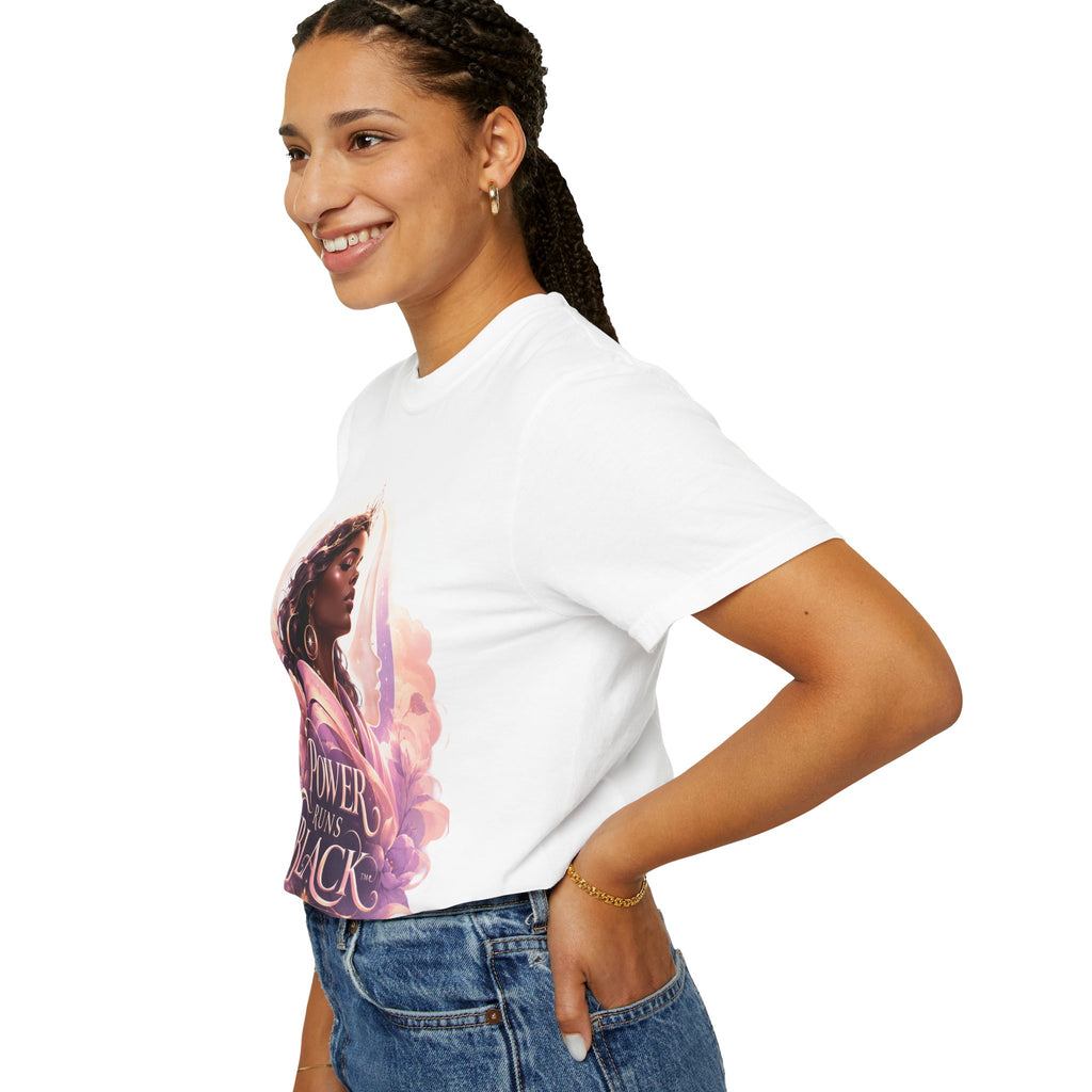 Power Runs Black graphic tee | Black woman portrait, Afro empowerment shirt by Power Runs Black