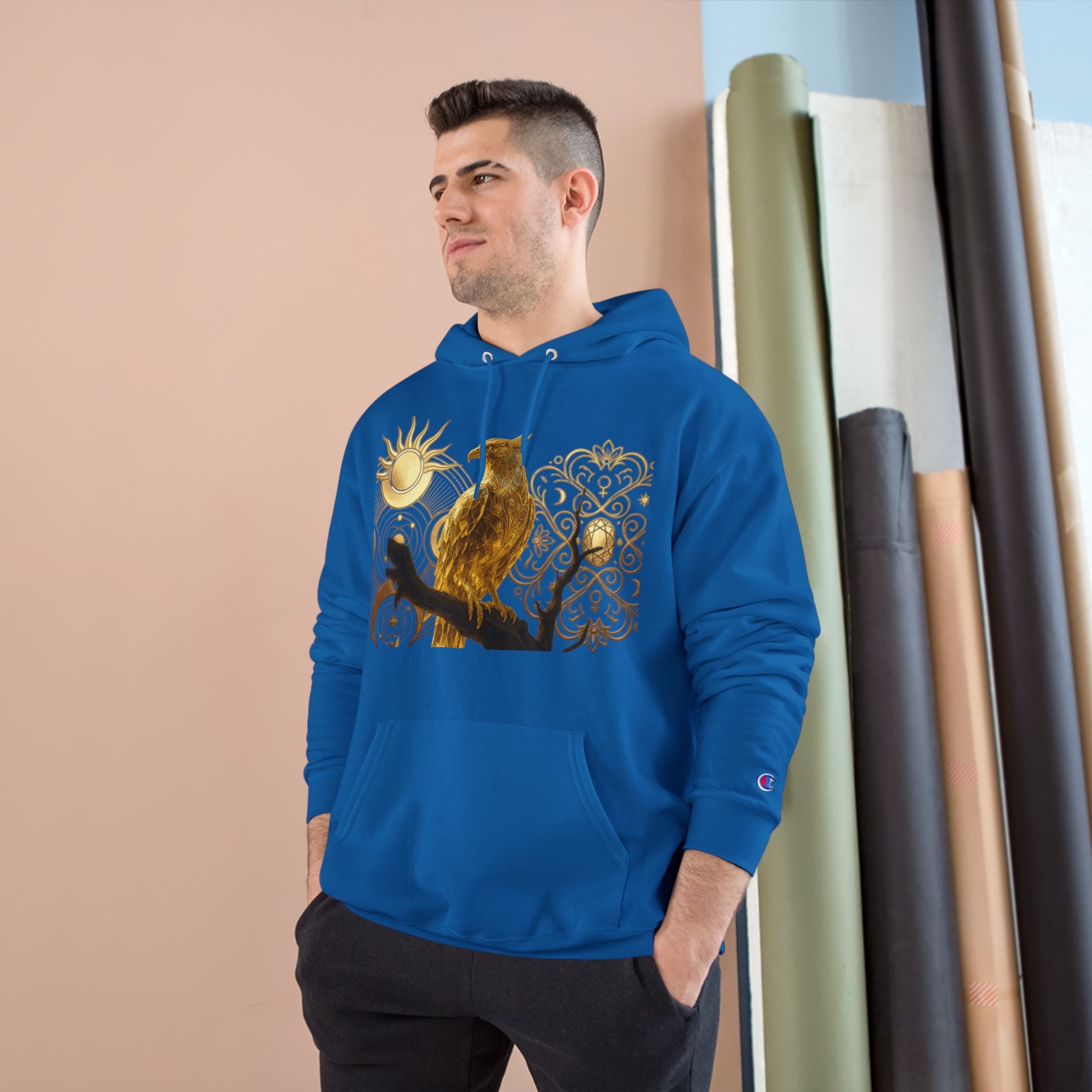 PRB Golden Owl Sundial Graphic Champion Hoodie by Power Runs Black