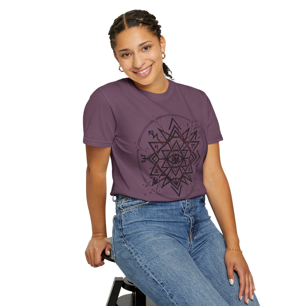 Power Runs Black PRB Eryx Tal Geometric Mandala T-Shirt — Symmetric Star Graphic Tee by Power Runs Black