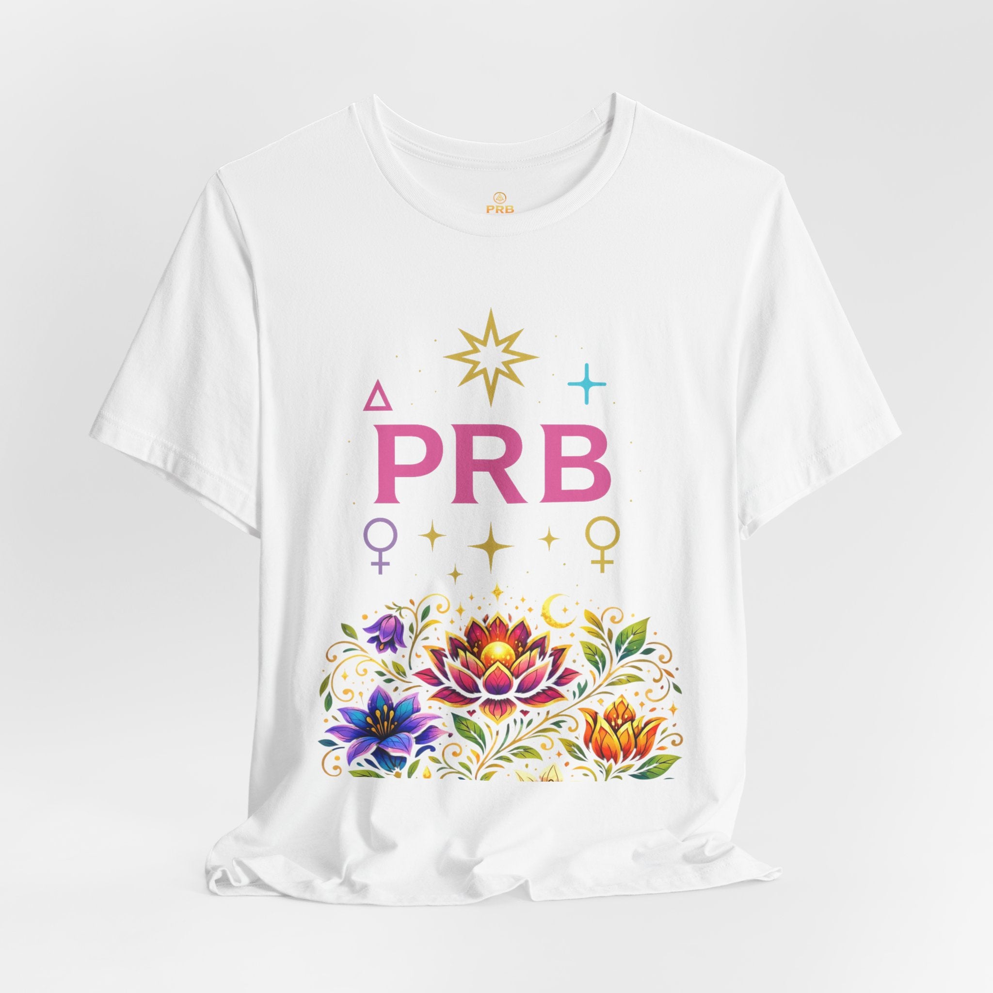Pretty Rich Bitch The Collection by PRB Floral Lotus T‑Shirt — Colorful Spiritual Symbol Tee by Power Runs Black
