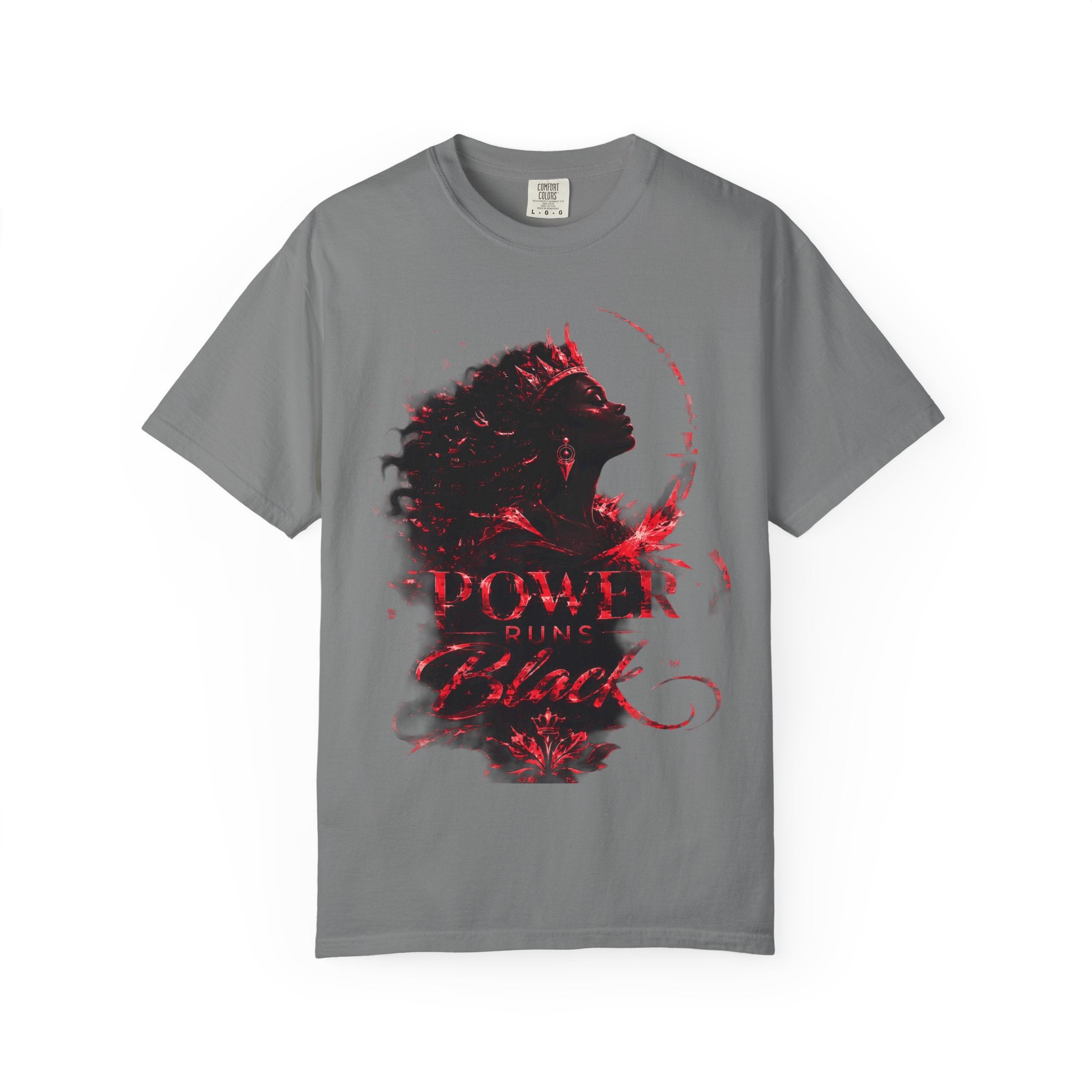 Power Runs Black Crown T-Shirt | Gothic Silhouette Artwork by Power Runs Black