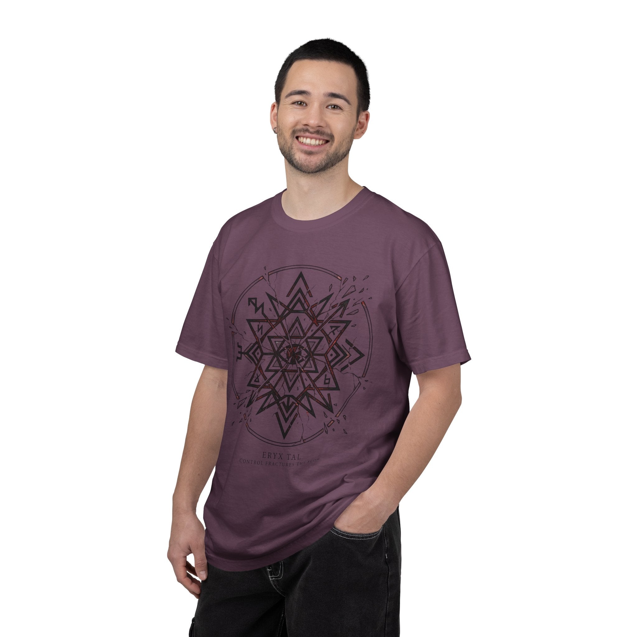 Power Runs Black PRB Eryx Tal Geometric Mandala T-Shirt — Symmetric Star Graphic Tee by Power Runs Black