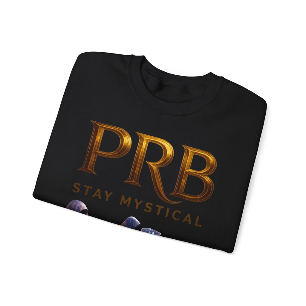 PRB Mystic Library Crewneck Sweatshirt — Cosmic Wizardry Art by Power Runs Black
