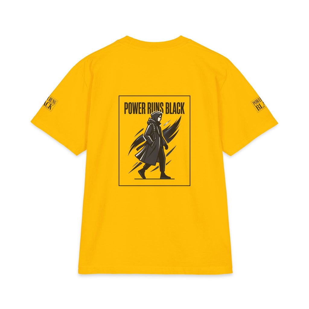 Power Runs Black Graphic T-Shirt — Bold Monochrome Streetwear by Printify