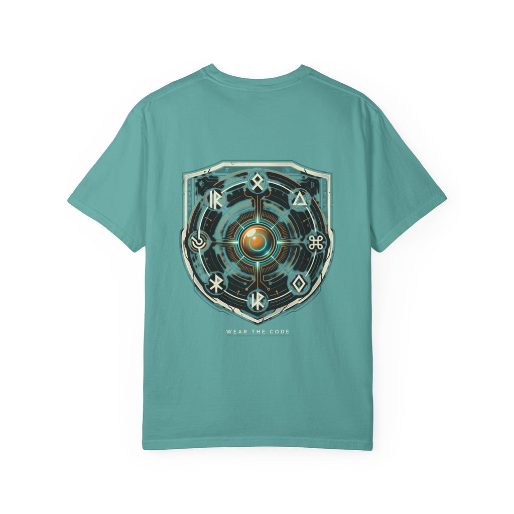 Power Runs Black PRB "Wear The Code" Mystic Shield T-Shirt — Geometric Sigil Graphic Tee by Printify