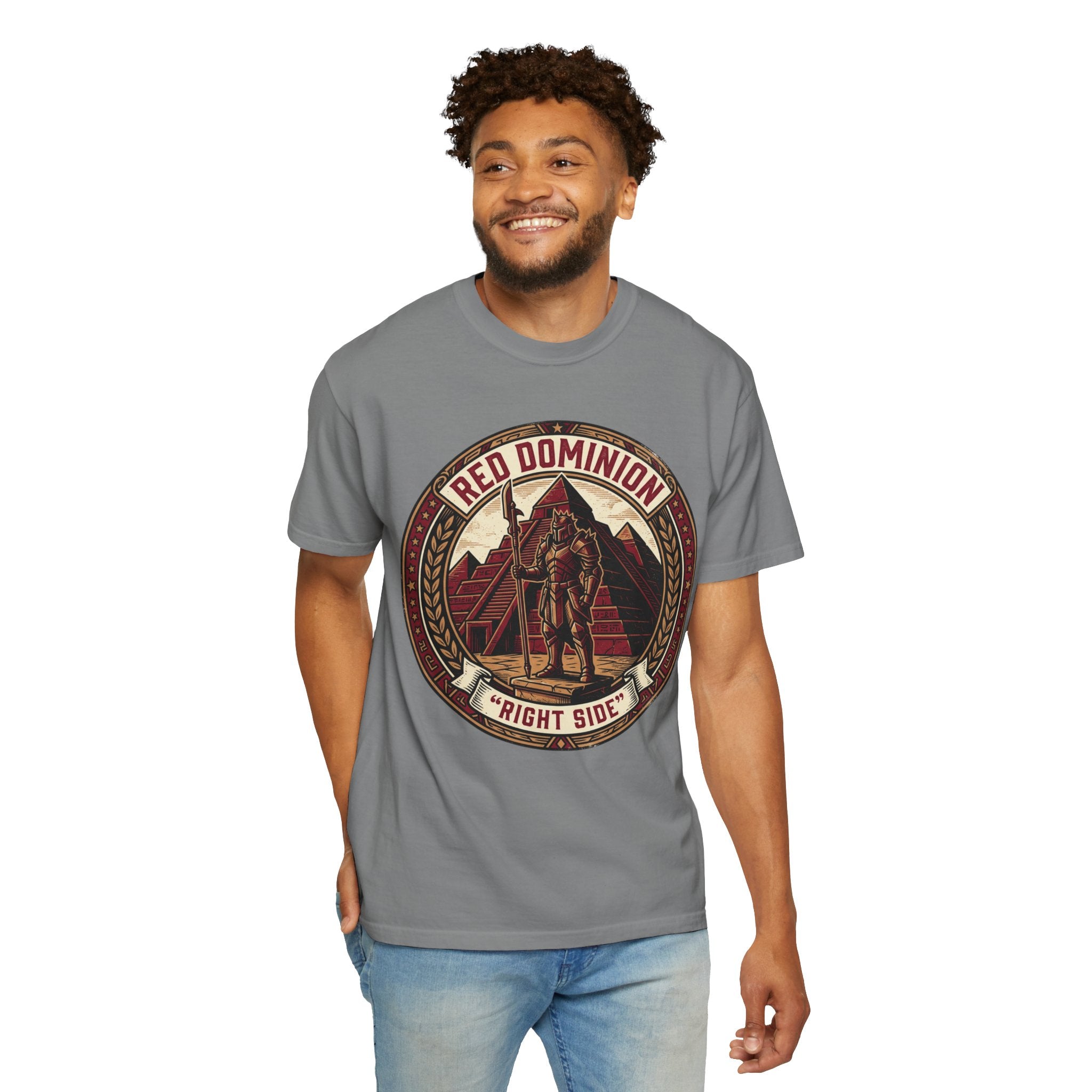 Power Runs Black PRB Red Dominion 'Right Side' Graphic T-Shirt by Printify