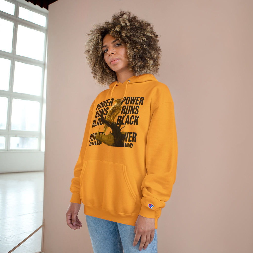 PRB Champion Hoodie — 'Power Runs Black' Golden Bird Graphic Pullover by Power Runs Black