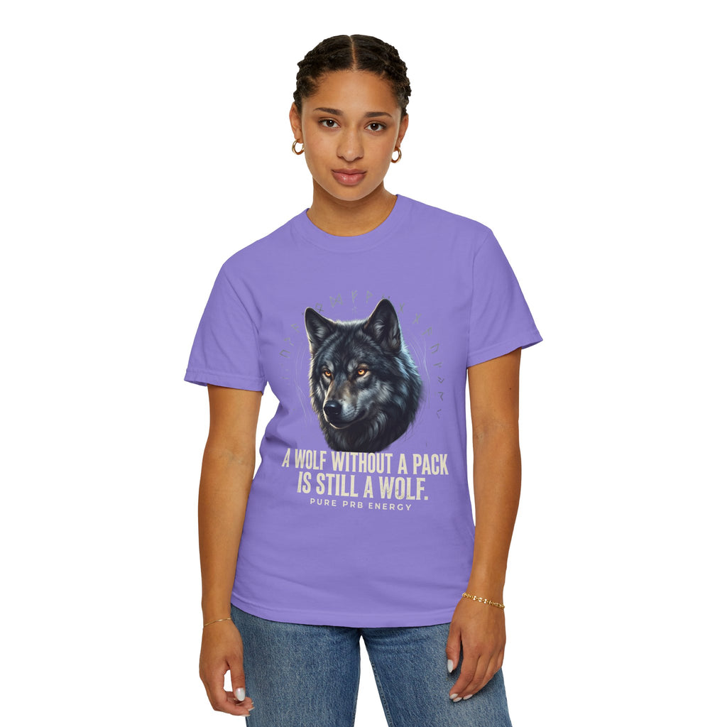 PRB Wolf Graphic T-Shirt — "A Wolf Without a Pack Is Still a Wolf" Inspirational Tee by Printify