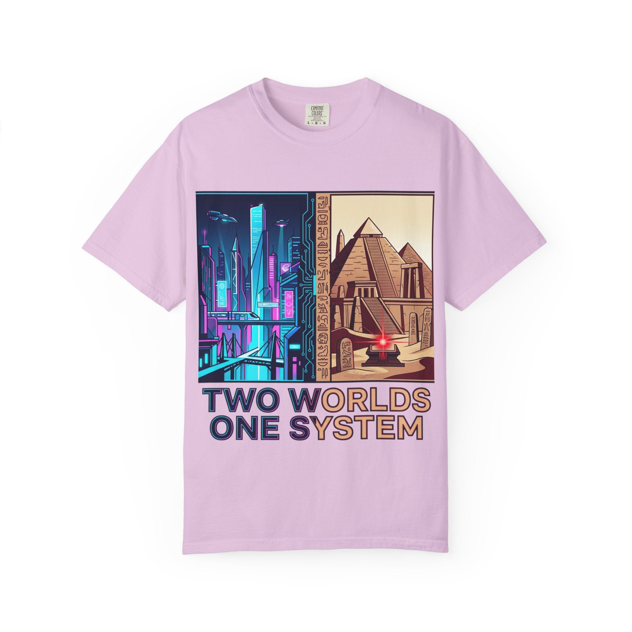Power Runs Black PRB Blue Technopolis/ Red Dominion Two Worlds One System T-Shirt by Power Runs Black